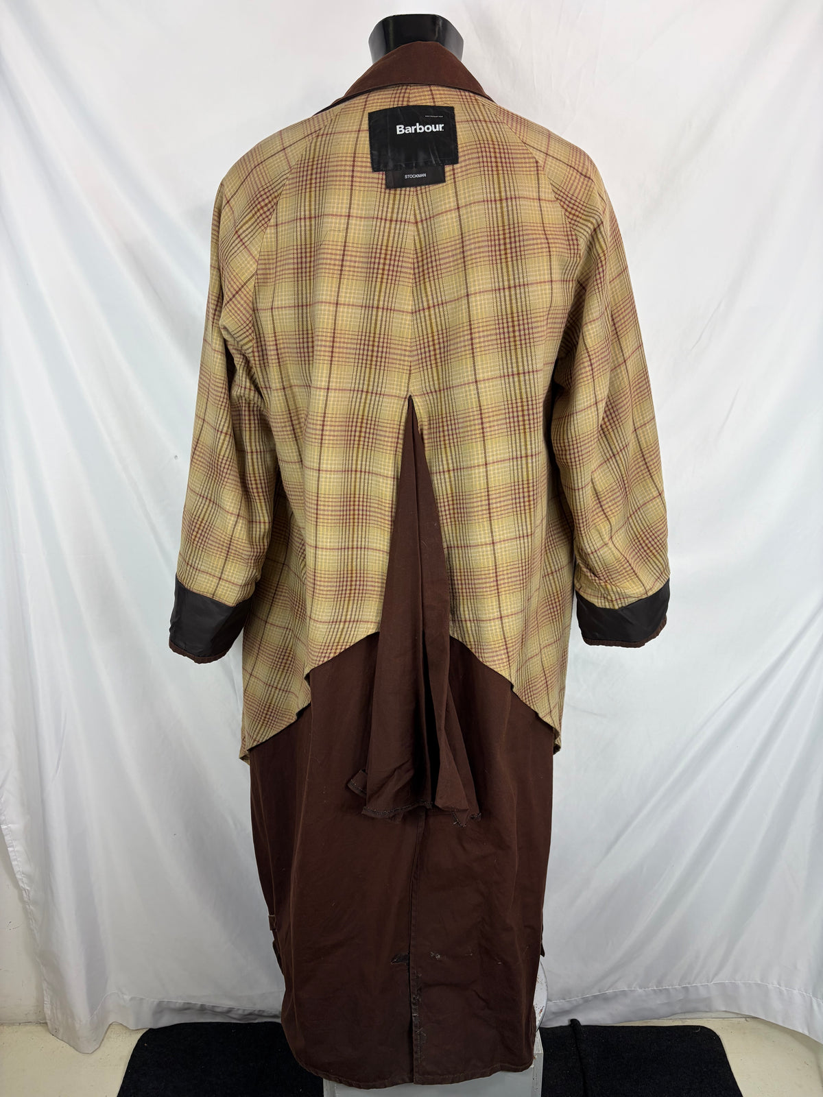RARO Cappotto Barbour Stockman marrone Lungo Large Man Brown wax Long Coat Size Large