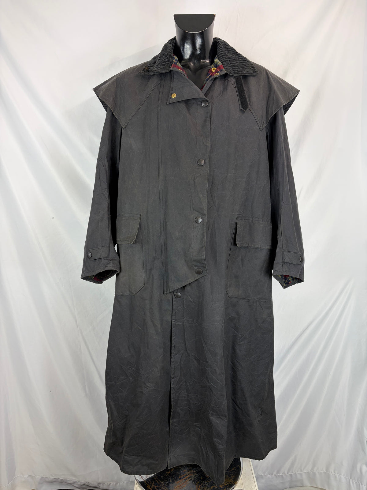 RARO Barbour Backhouse lungo nero C38/97 cm Medium Man Black Long Wax Riding Coat Size M