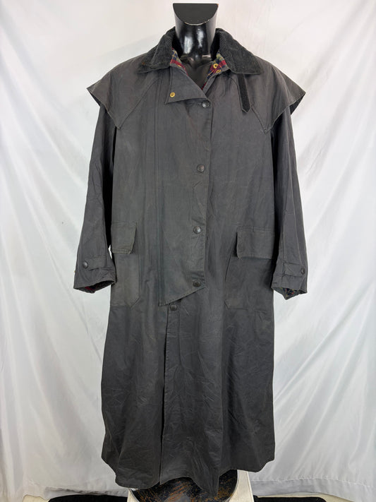 RARO Barbour Backhouse lungo nero C38/97 cm Medium Man Black Long Wax Riding Coat Size M