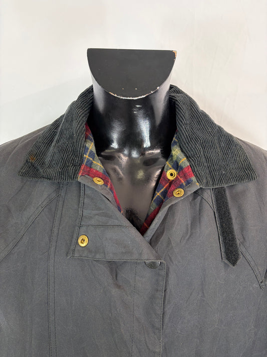 RARO Barbour Backhouse lungo nero C38/97 cm Medium Man Black Long Wax Riding Coat Size M