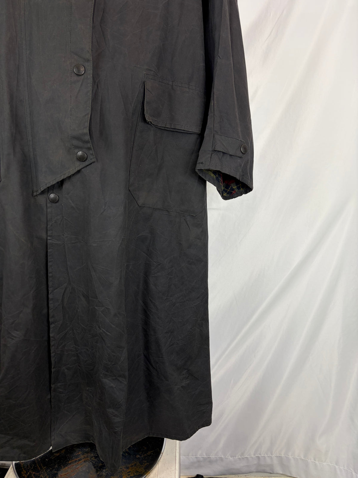 RARO Barbour Backhouse lungo nero C38/97 cm Medium Man Black Long Wax Riding Coat Size M