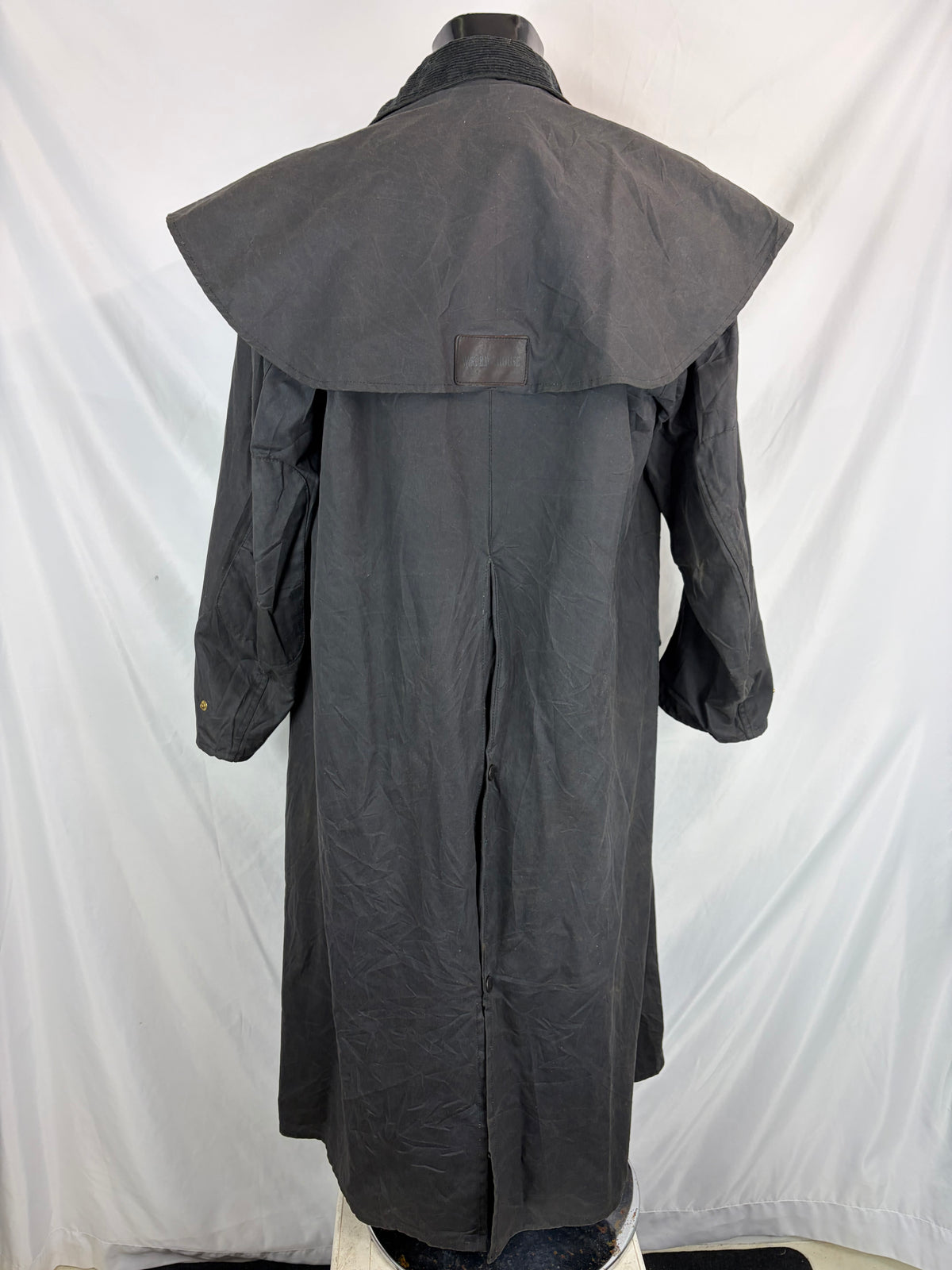 RARO Barbour Backhouse lungo nero C38/97 cm Medium Man Black Long Wax Riding Coat Size M