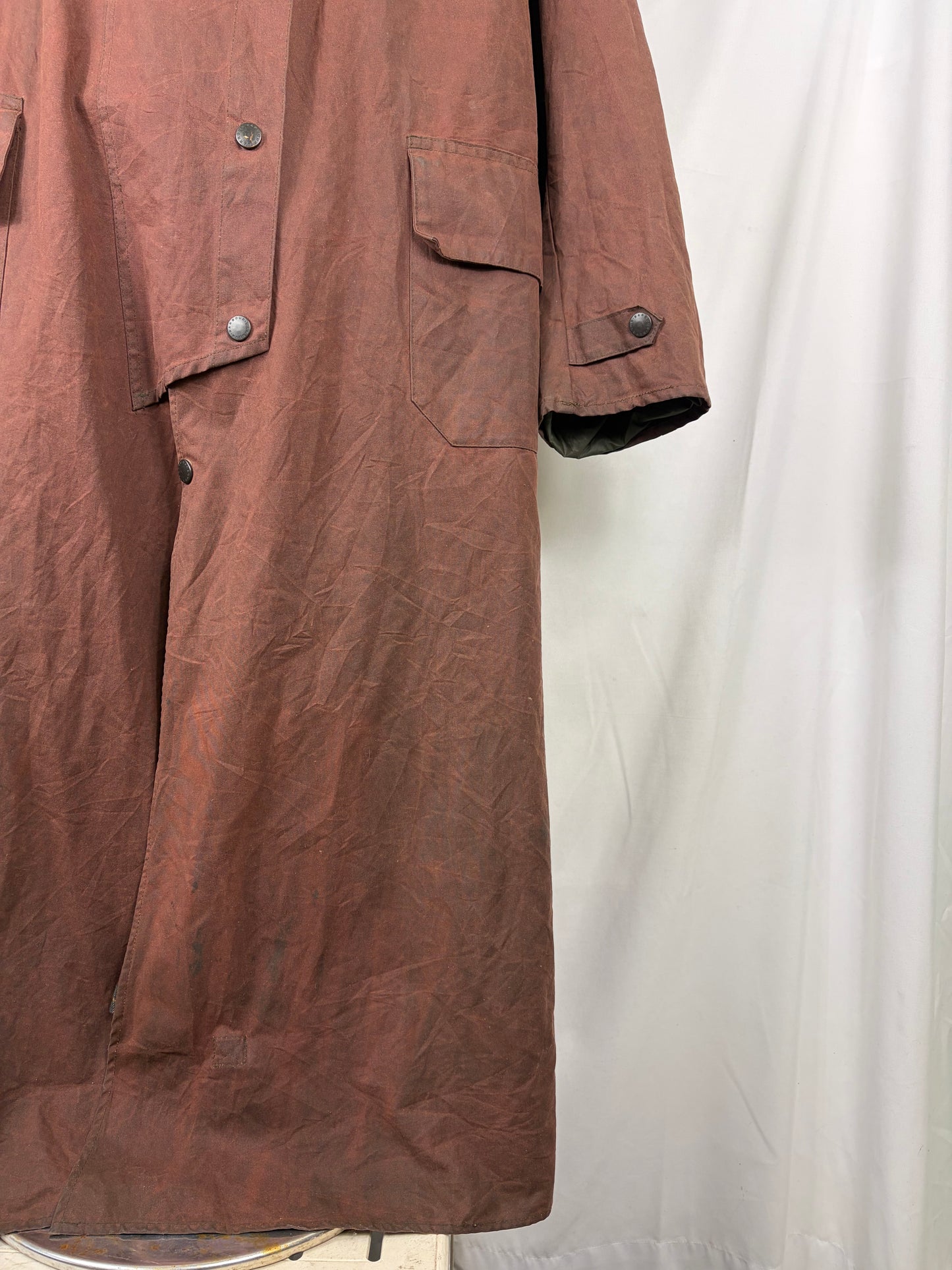 RARO Barbour Stockman lungo marrone C44/112 cm XLarge Man Brown Long Riding Coat XLarge - Shop In London