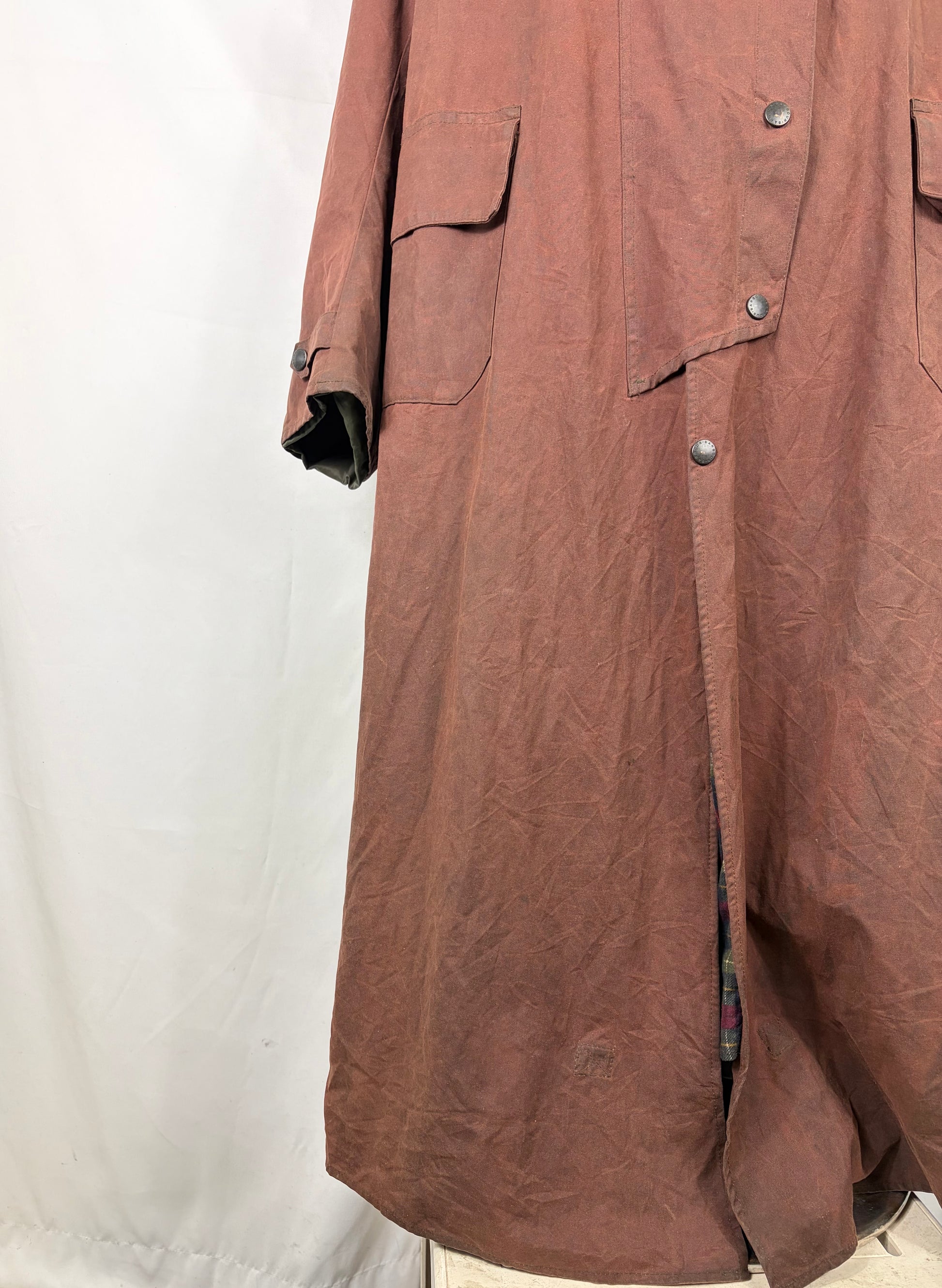 RARO Barbour Stockman lungo marrone C44/112 cm XLarge Man Brown Long Riding Coat XLarge - Shop In London