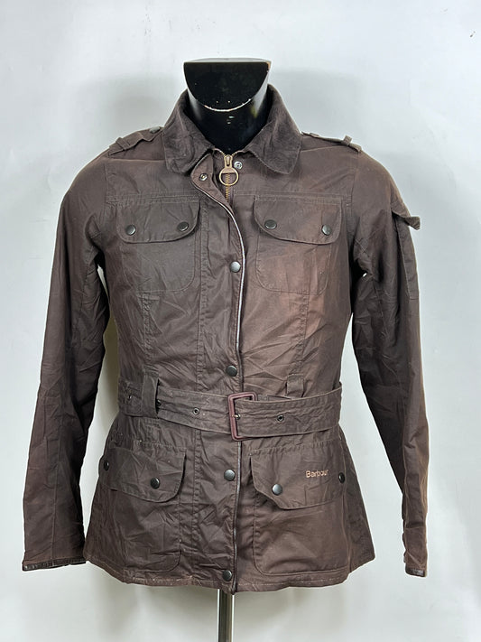 Giacca Barbour donna Marrone UK10 Small Brown Lady Short Belted Jacket Size UK10