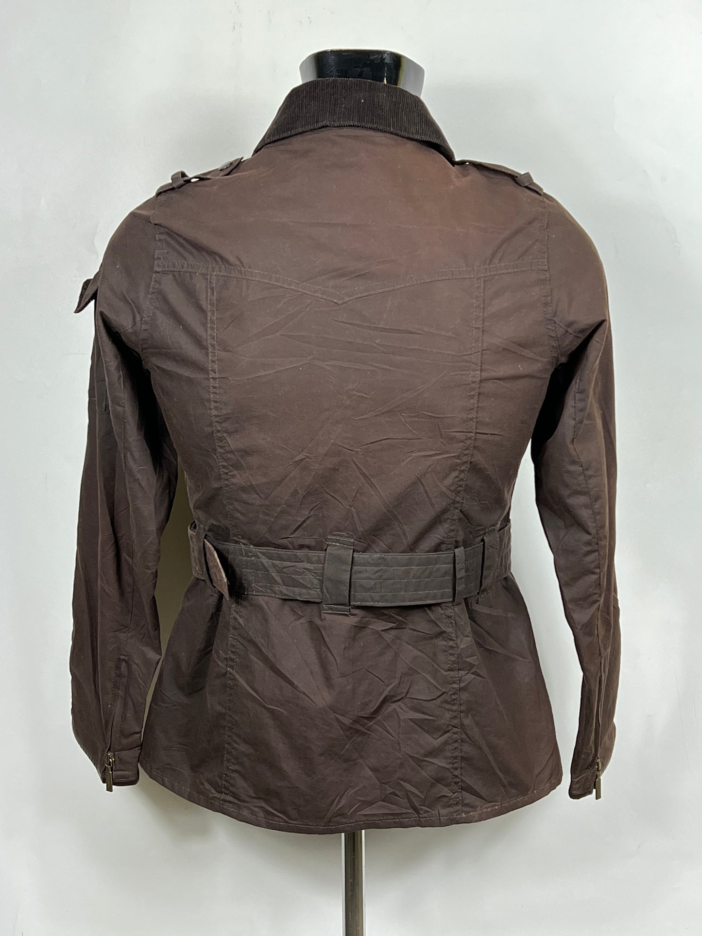 Giacca Barbour donna Marrone UK10 Small Brown Lady Short Belted Jacket Size UK10