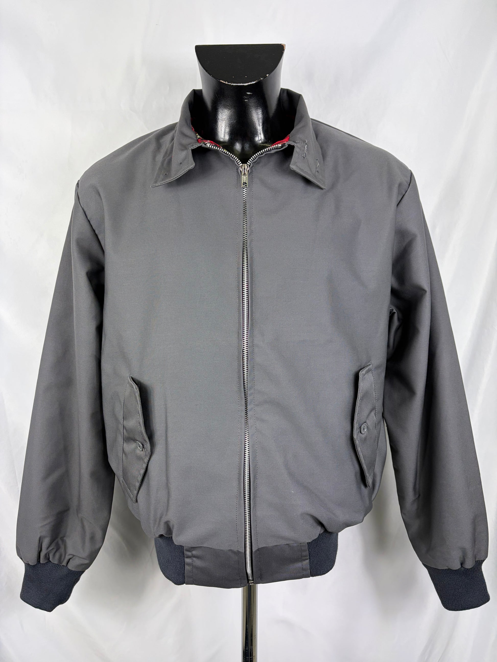 Giacca Harrington grigio scuro da uomo in cotone Made in England - Man Charcoal Harrington Jacket - Shop In London