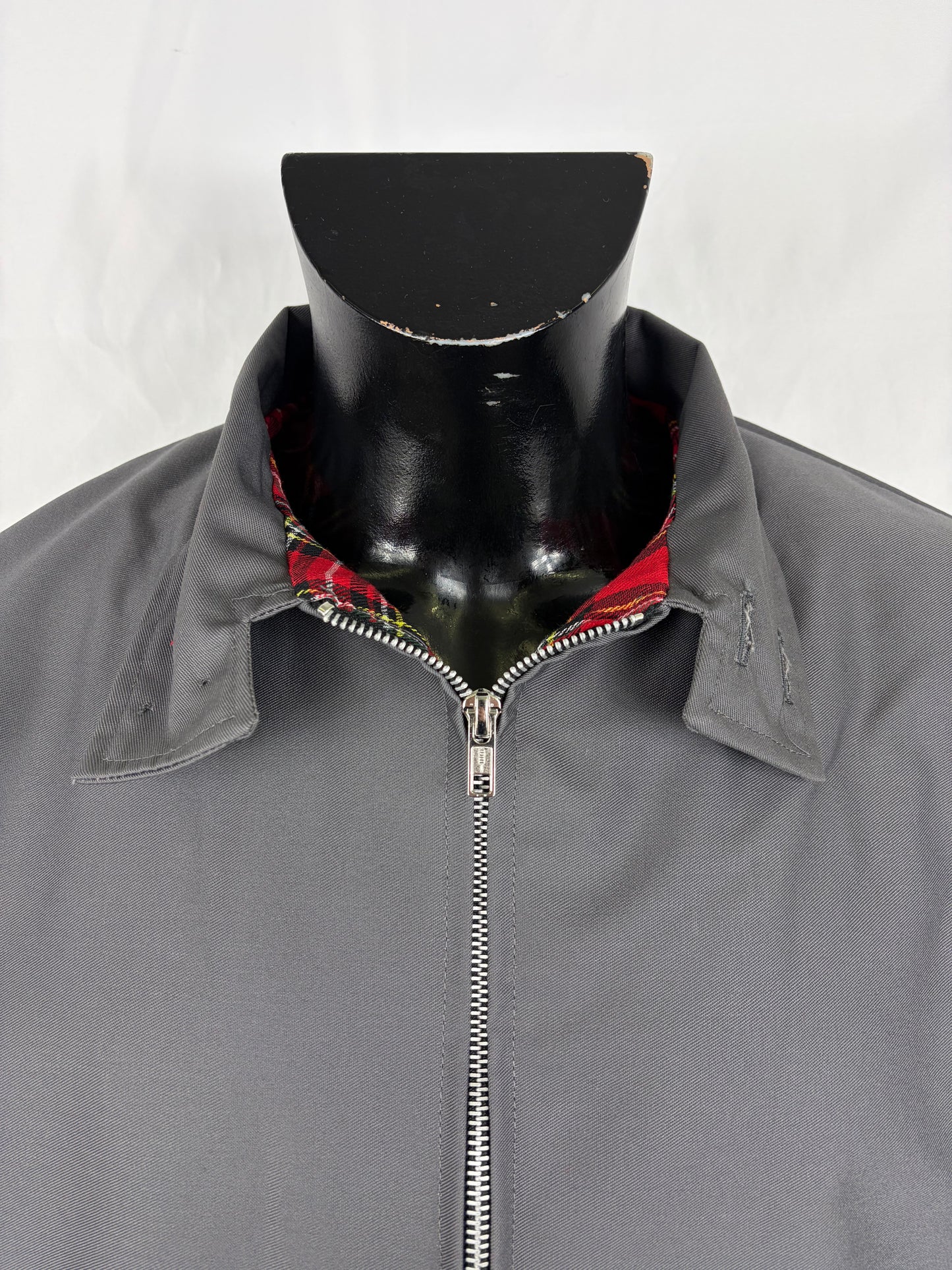 Giacca Harrington grigio scuro da uomo in cotone Made in England - Man Charcoal Harrington Jacket - Shop In London