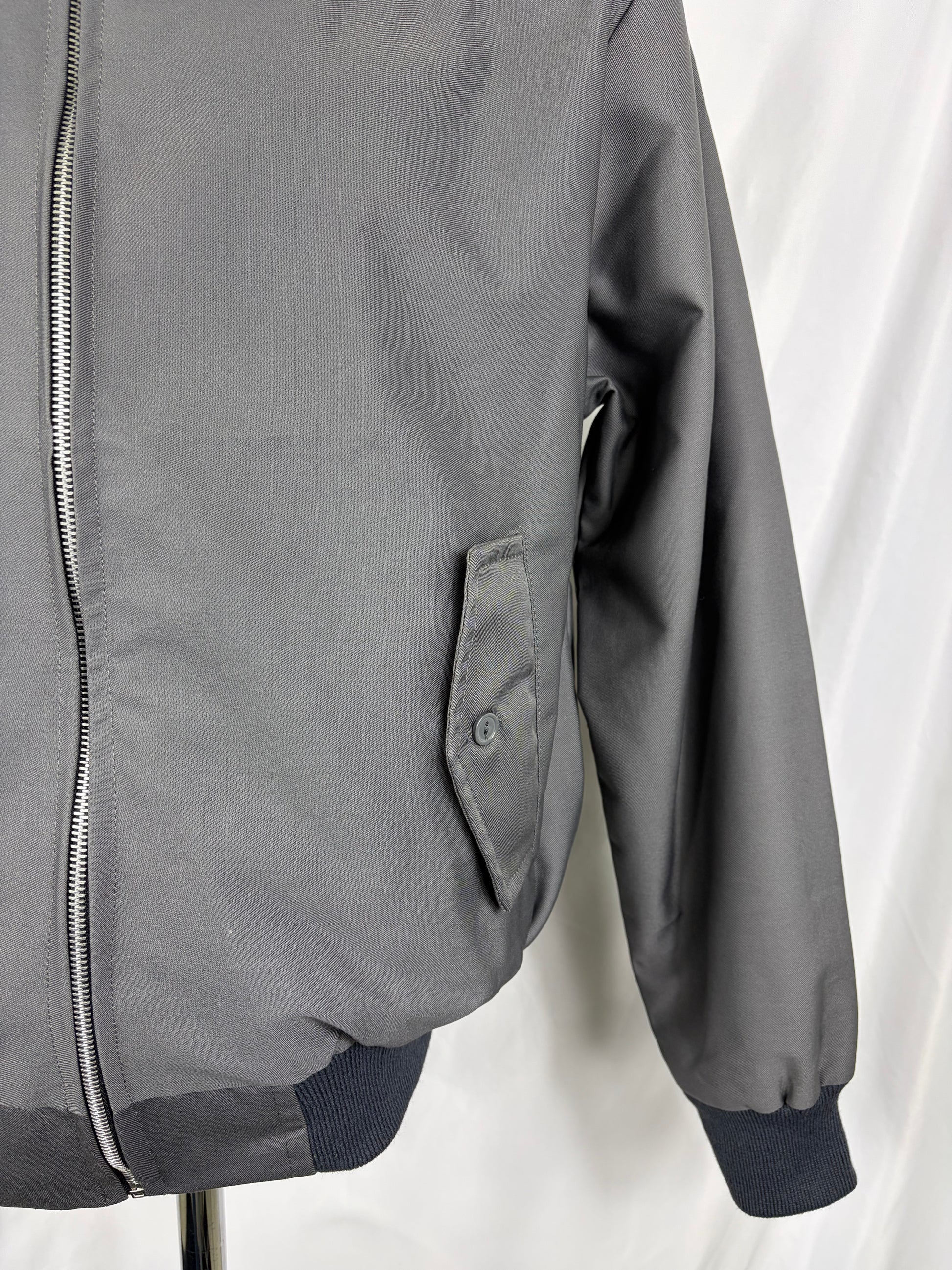 Giacca Harrington grigio scuro da uomo in cotone Made in England - Man Charcoal Harrington Jacket - Shop In London