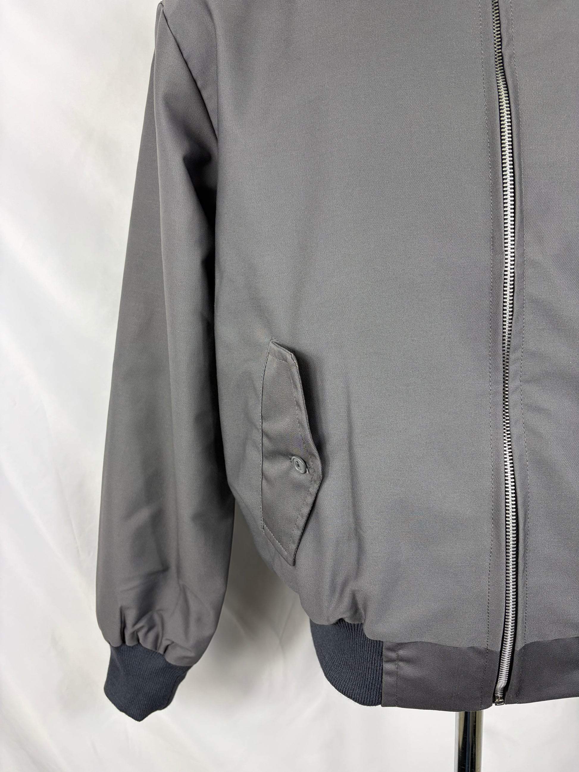 Giacca Harrington grigio scuro da uomo in cotone Made in England - Man Charcoal Harrington Jacket - Shop In London