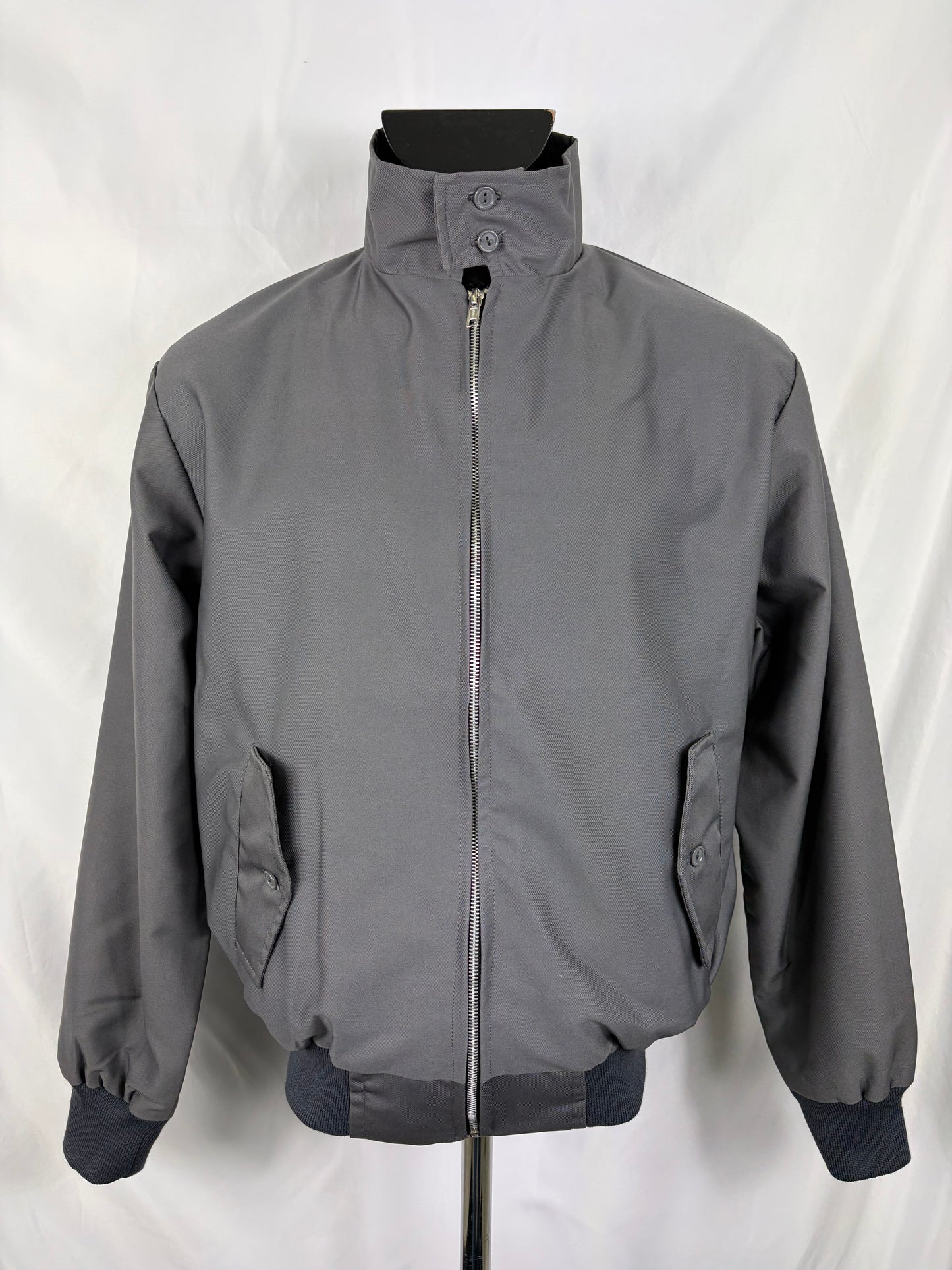 Giacca Harrington grigio scuro da uomo in cotone Made in England - Man Charcoal Harrington Jacket - Shop In London