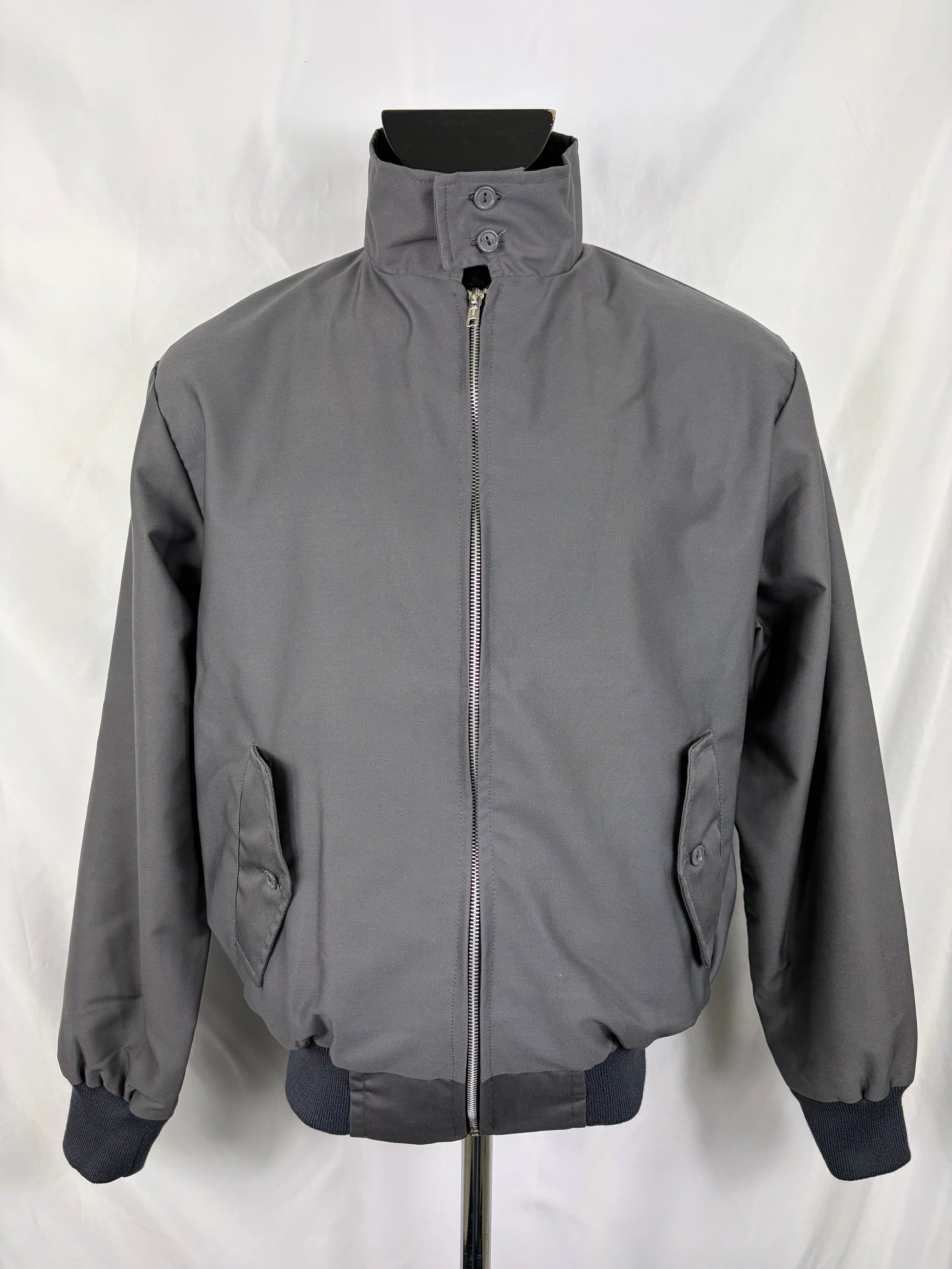 Giacca Harrington grigio scuro da uomo in cotone Made in England - Man Charcoal Harrington Jacket - Shop In London