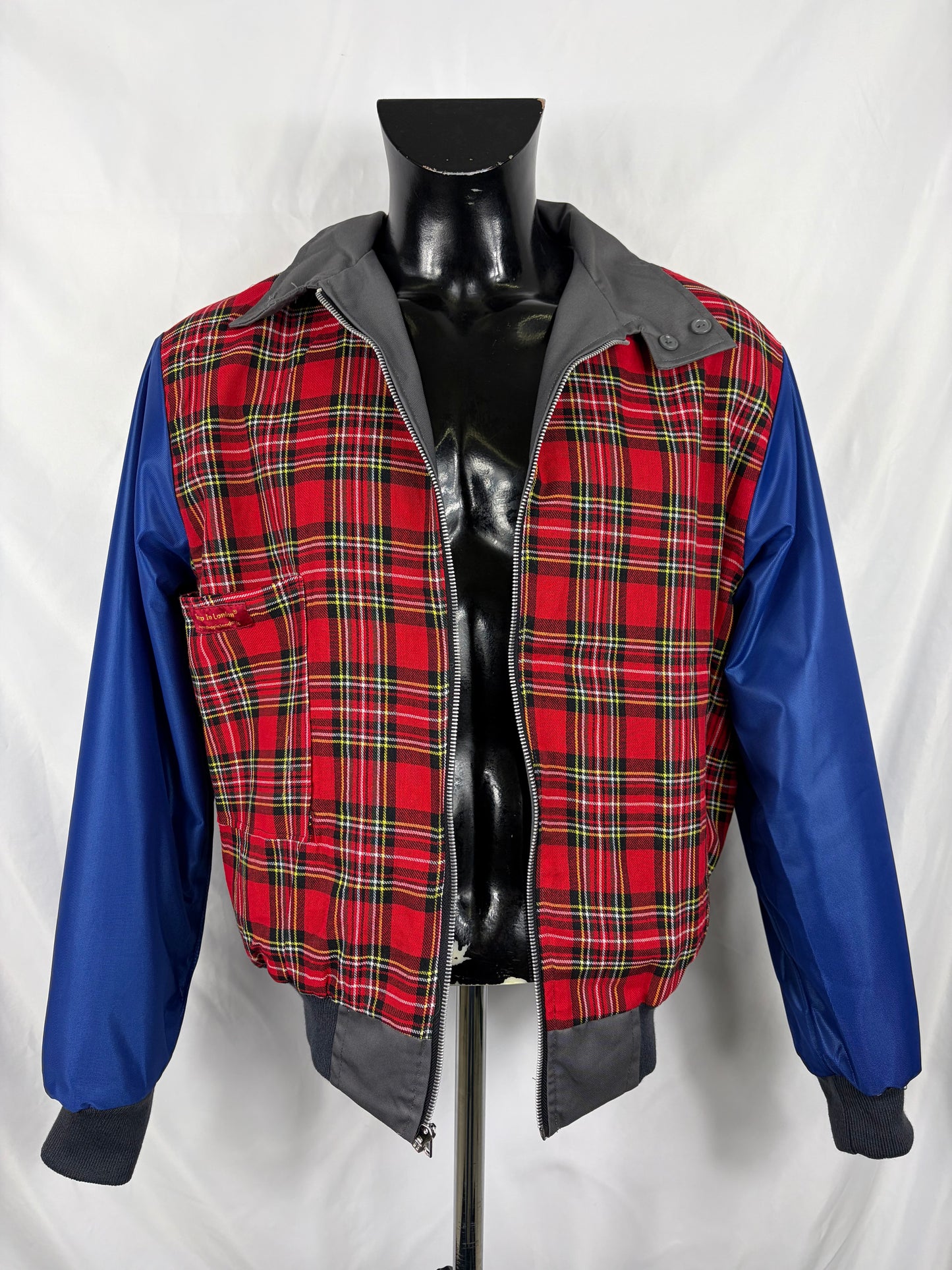 Giacca Harrington grigio scuro da uomo in cotone Made in England - Man Charcoal Harrington Jacket - Shop In London