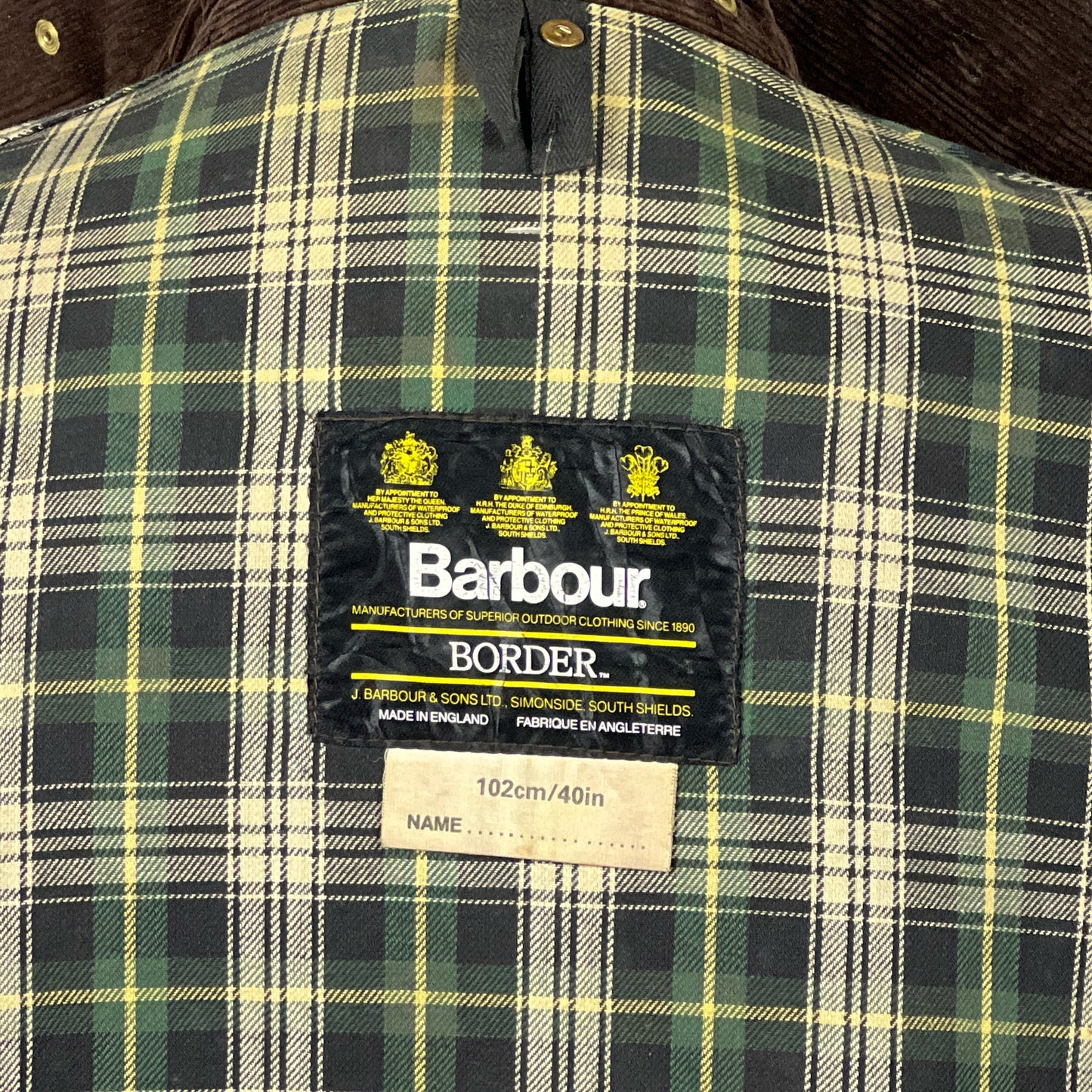 Barbour unisex Border Verde cotone Cerato C40/102cm Green Border Coat Size M