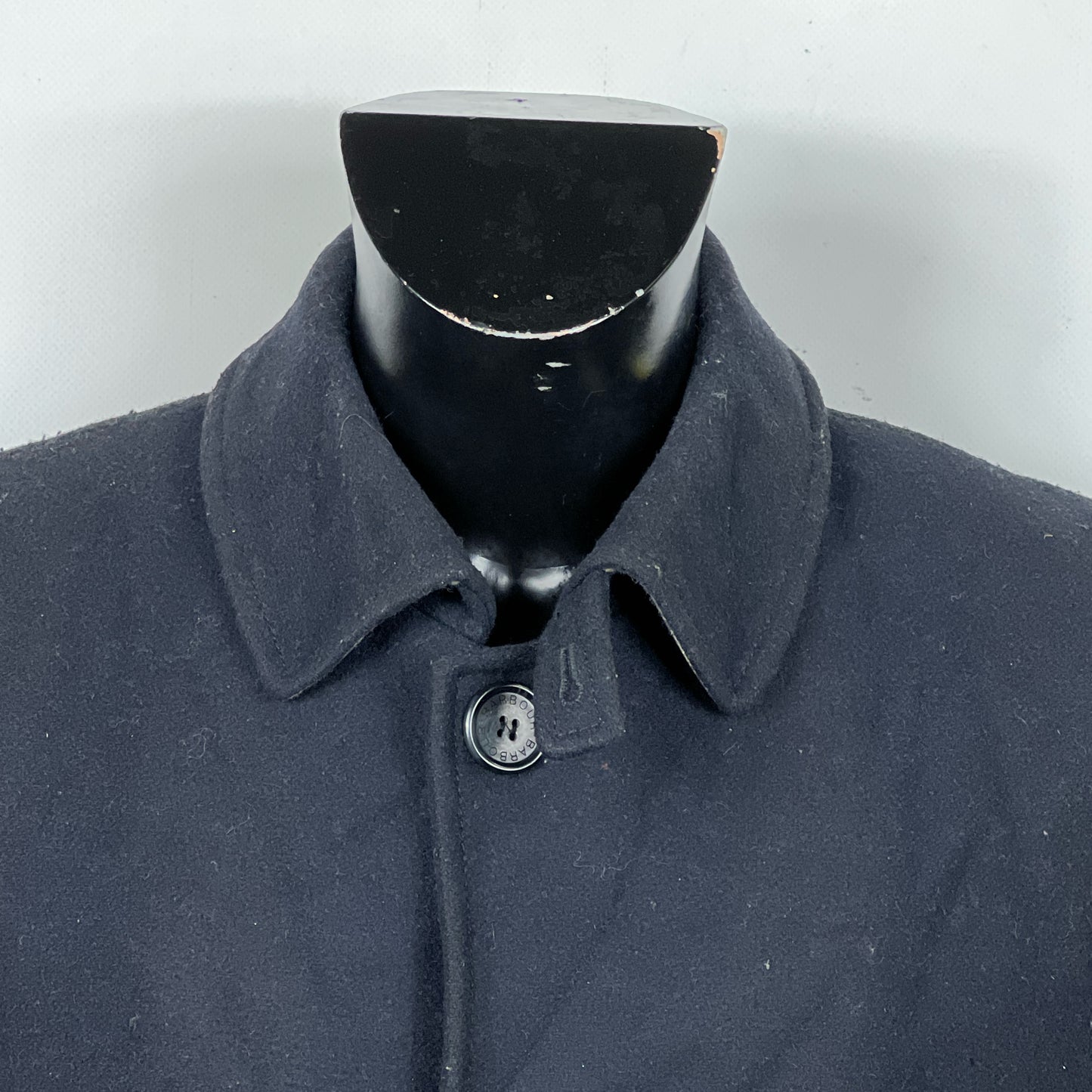 Cappotto Barbour blu da uomo in lana 42 Man Navy wool Coat size Large