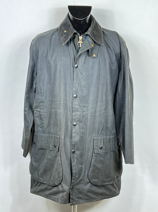 Barbour Border blu cotone Cerato C42/107 cm Navy Border Coat Size Large tg. 52 ita