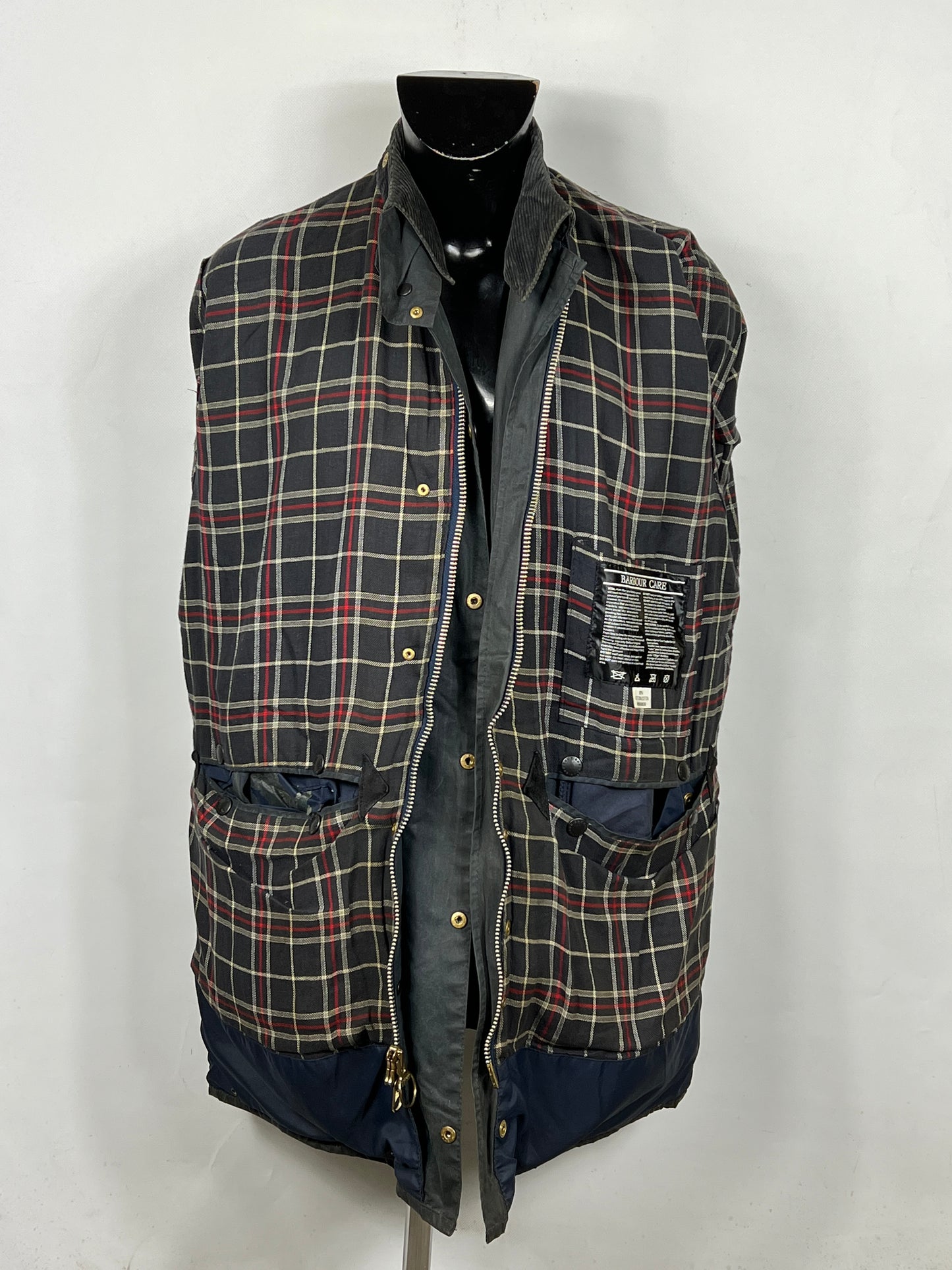 Barbour Border blu cotone Cerato C42/107 cm Navy Border Coat Size Large tg. 52 ita
