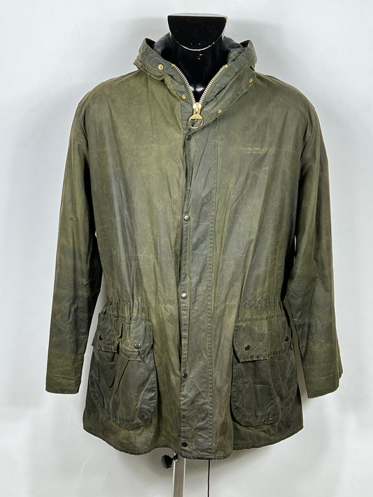 Barbour vintage Durham con cappuccio C44/112 cm Green Hooded waxed durham L
