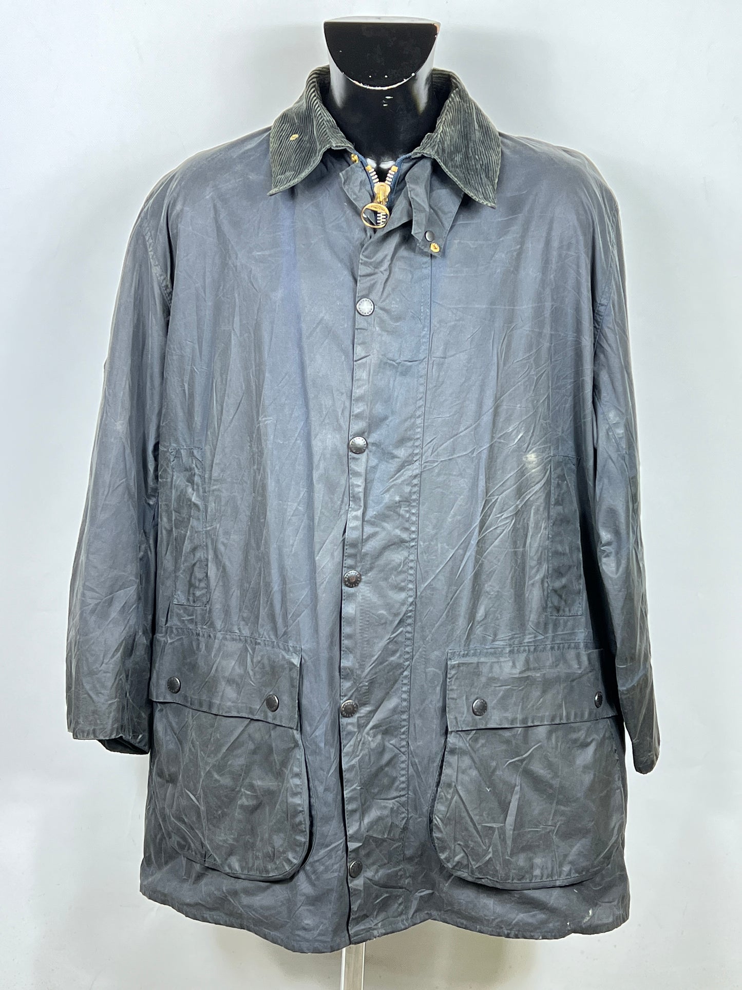 Barbour Border blu cotone Cerato C44/112 cm Navy Border Coat Size Large tg. 54 ita