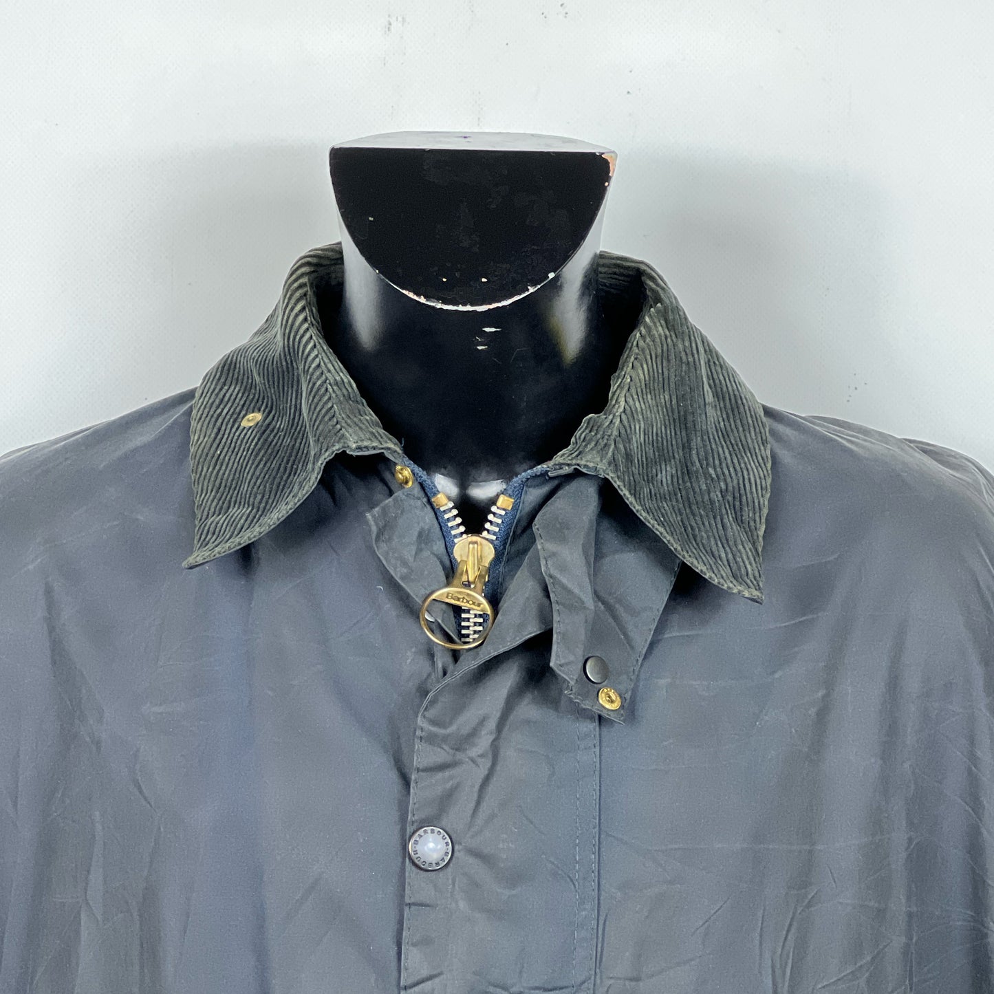 Barbour Border blu cotone Cerato C44/112 cm Navy Border Coat Size Large tg. 54 ita