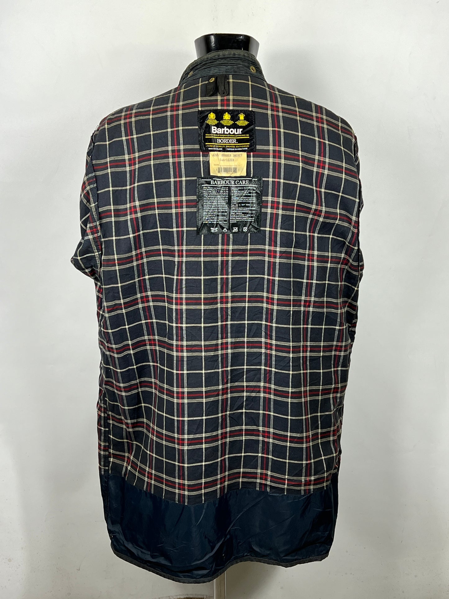 Barbour Border blu cotone Cerato C44/112 cm Navy Border Coat Size Large tg. 54 ita