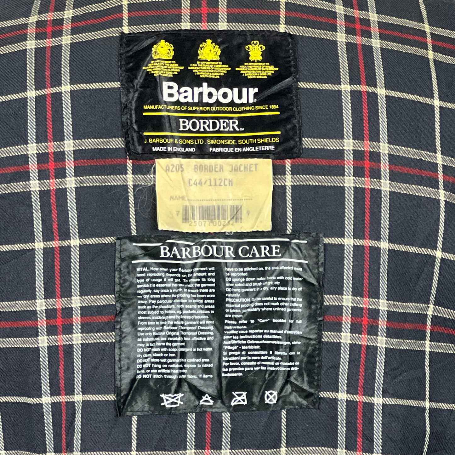 Barbour Border blu cotone Cerato C44/112 cm Navy Border Coat Size Large tg. 54 ita