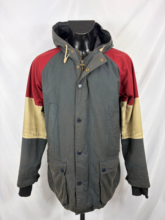 Giacca Barbour da uomo con cappuccio blu Large - Man Beauson navy wax hooded jacket size Large