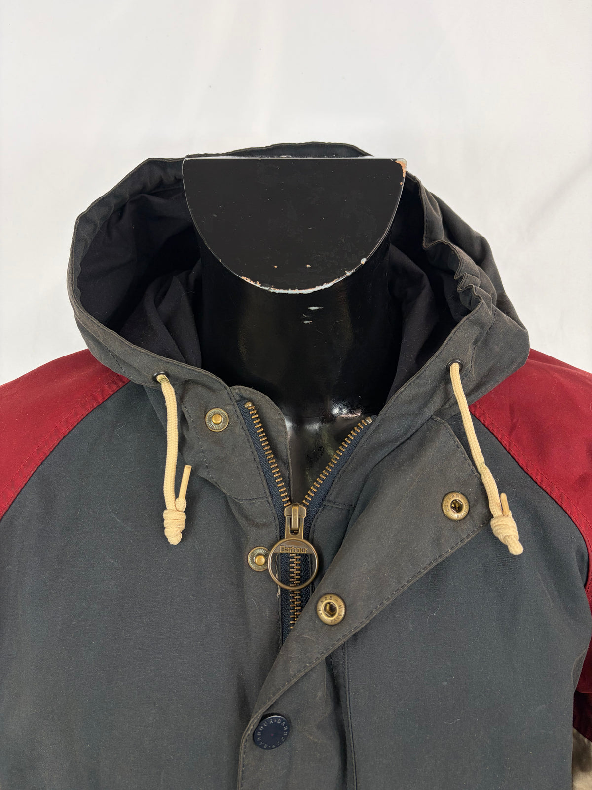 Giacca Barbour da uomo con cappuccio blu Large - Man Beauson navy wax hooded jacket size Large