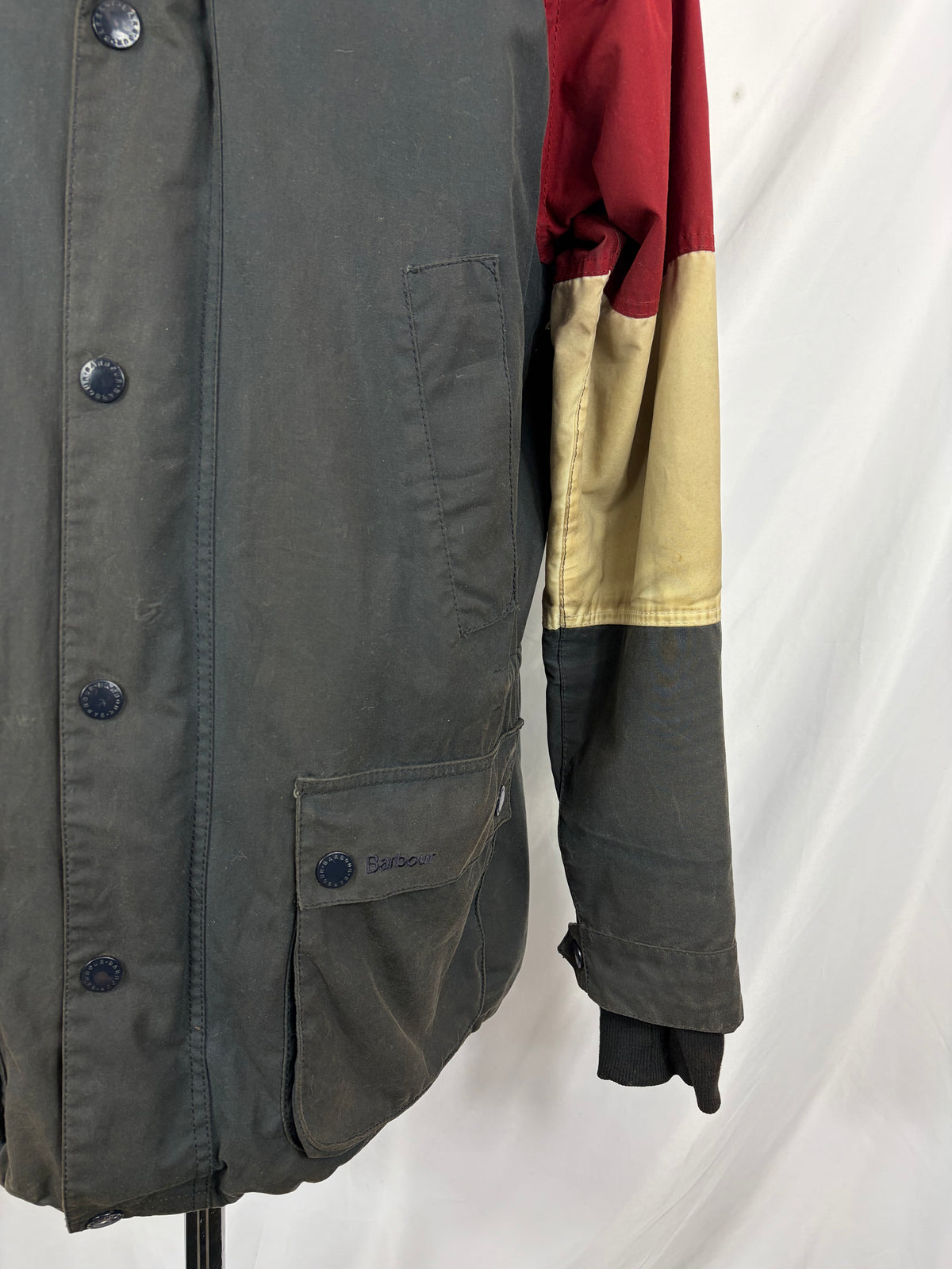 Giacca Barbour da uomo con cappuccio blu Large - Man Beauson navy wax hooded jacket size Large