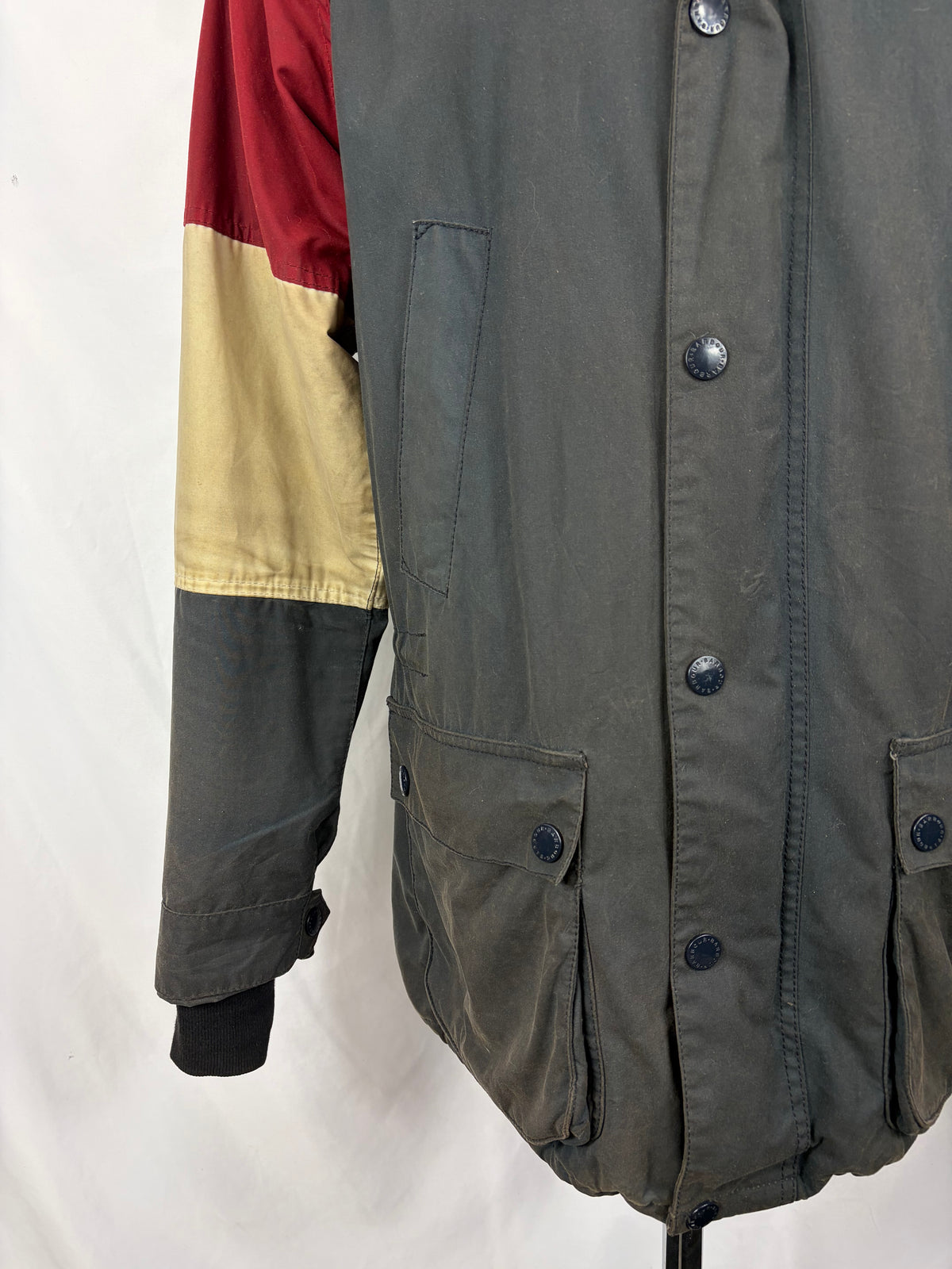 Giacca Barbour da uomo con cappuccio blu Large - Man Beauson navy wax hooded jacket size Large