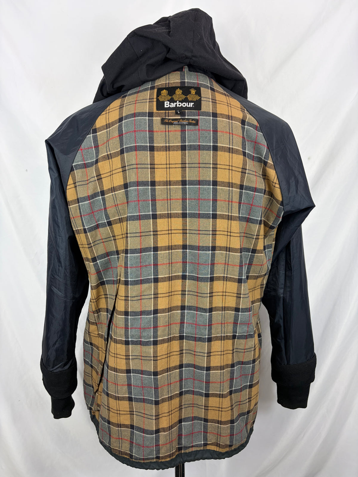 Giacca Barbour da uomo con cappuccio blu Large - Man Beauson navy wax hooded jacket size Large