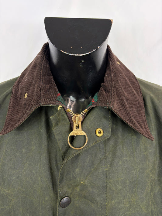 RARO Barbour Vintage Northumbria C42/107cm-Green Waxed Northumbria Jacket  Size Large
