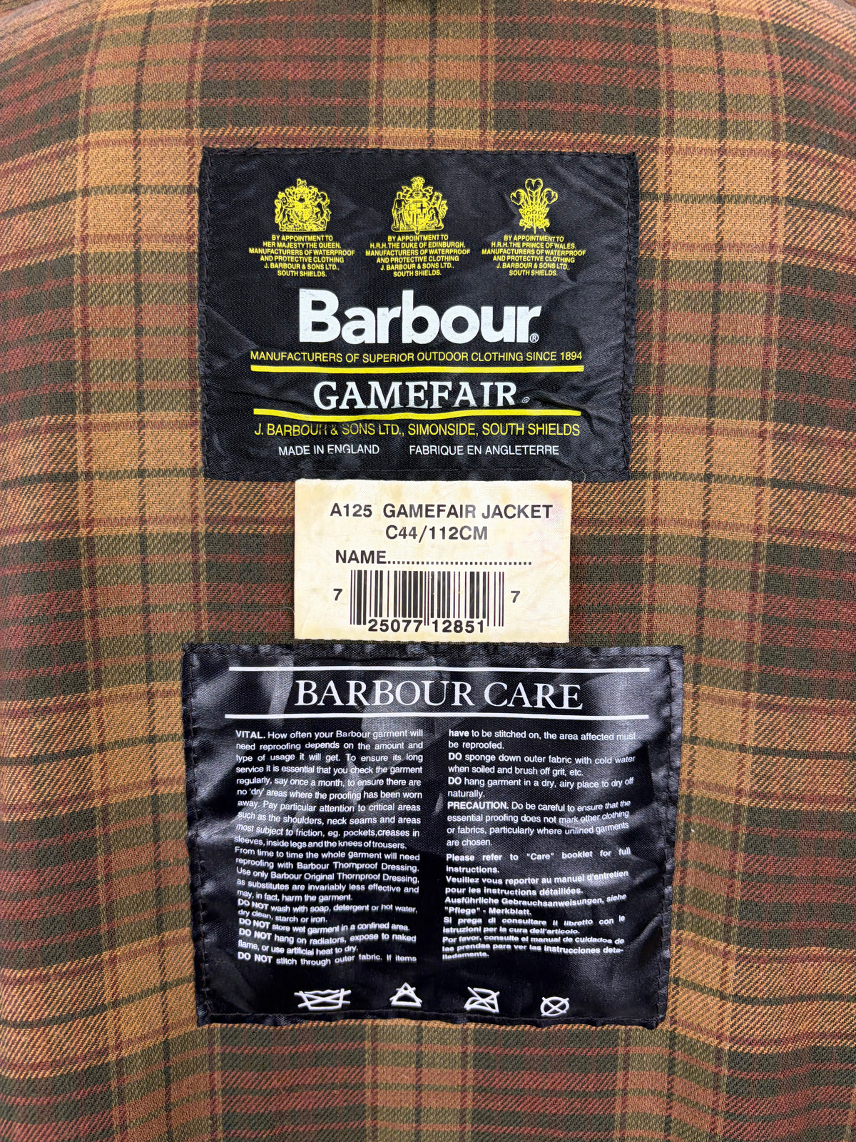 RARA Barbour Gamefair Marrone C44/112 cm Brown Wax Gamefair Jacket c44 size Xlarge
