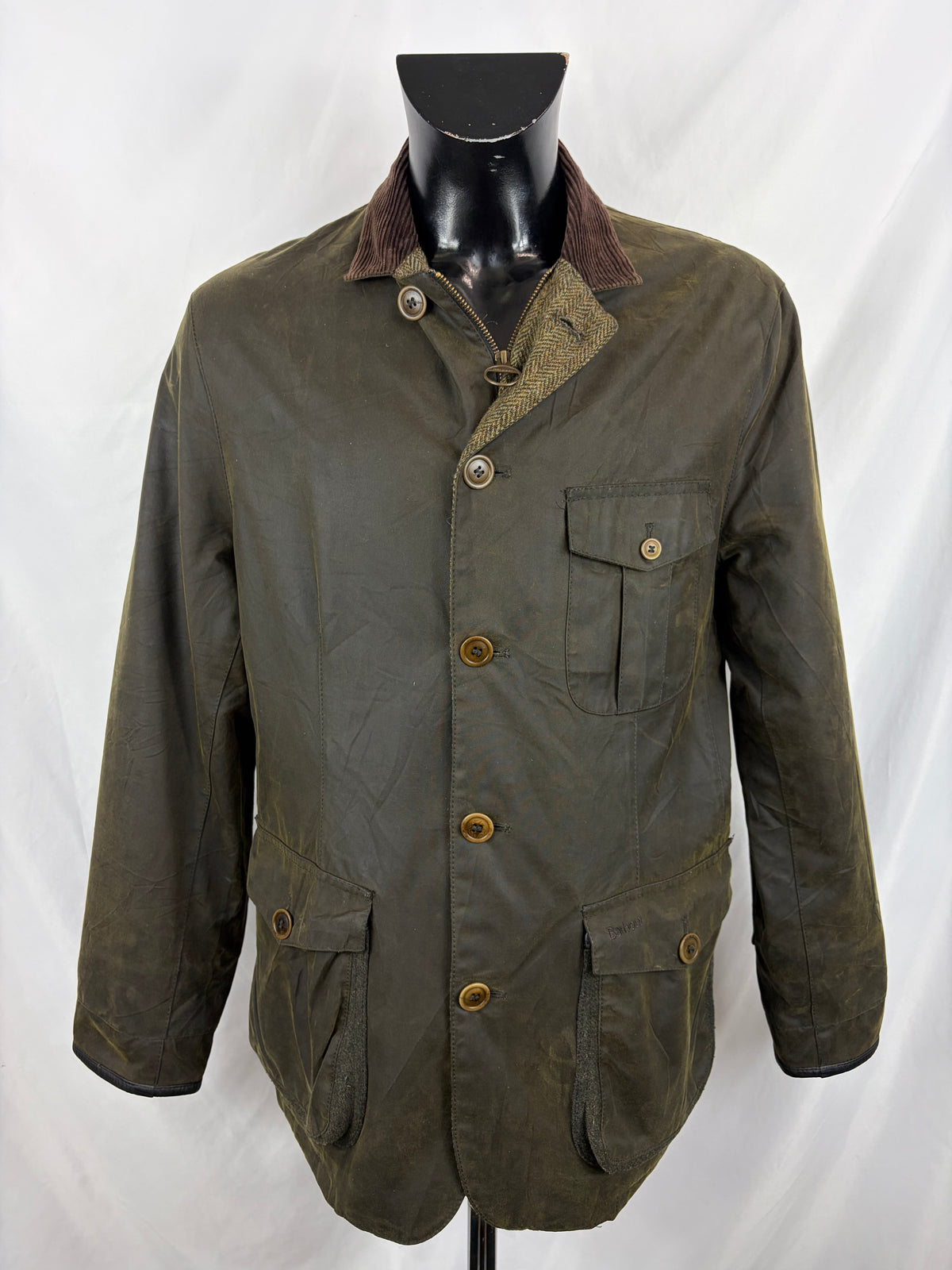 Giacca Barbour da uomo verde recente Dalkeith Large - Olive Wax man Jacket Size Large