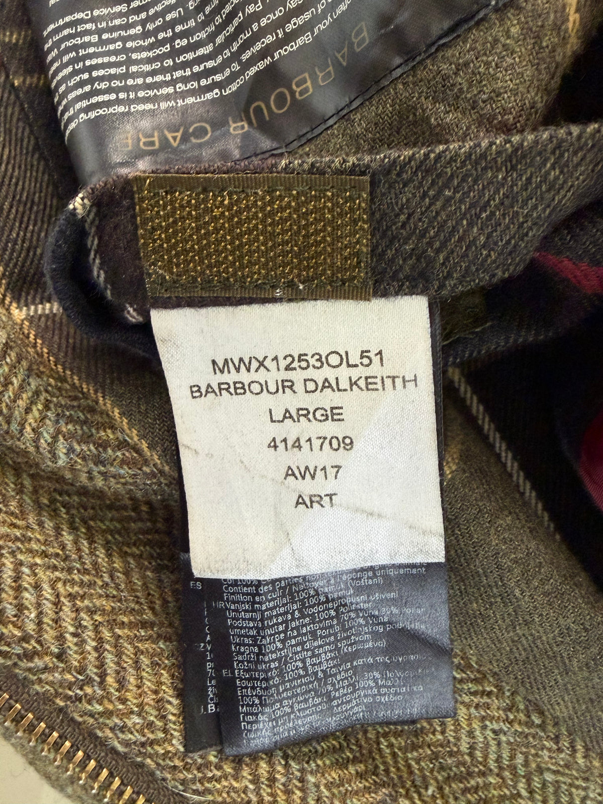 Giacca Barbour da uomo verde recente Dalkeith Large - Olive Wax man Jacket Size Large