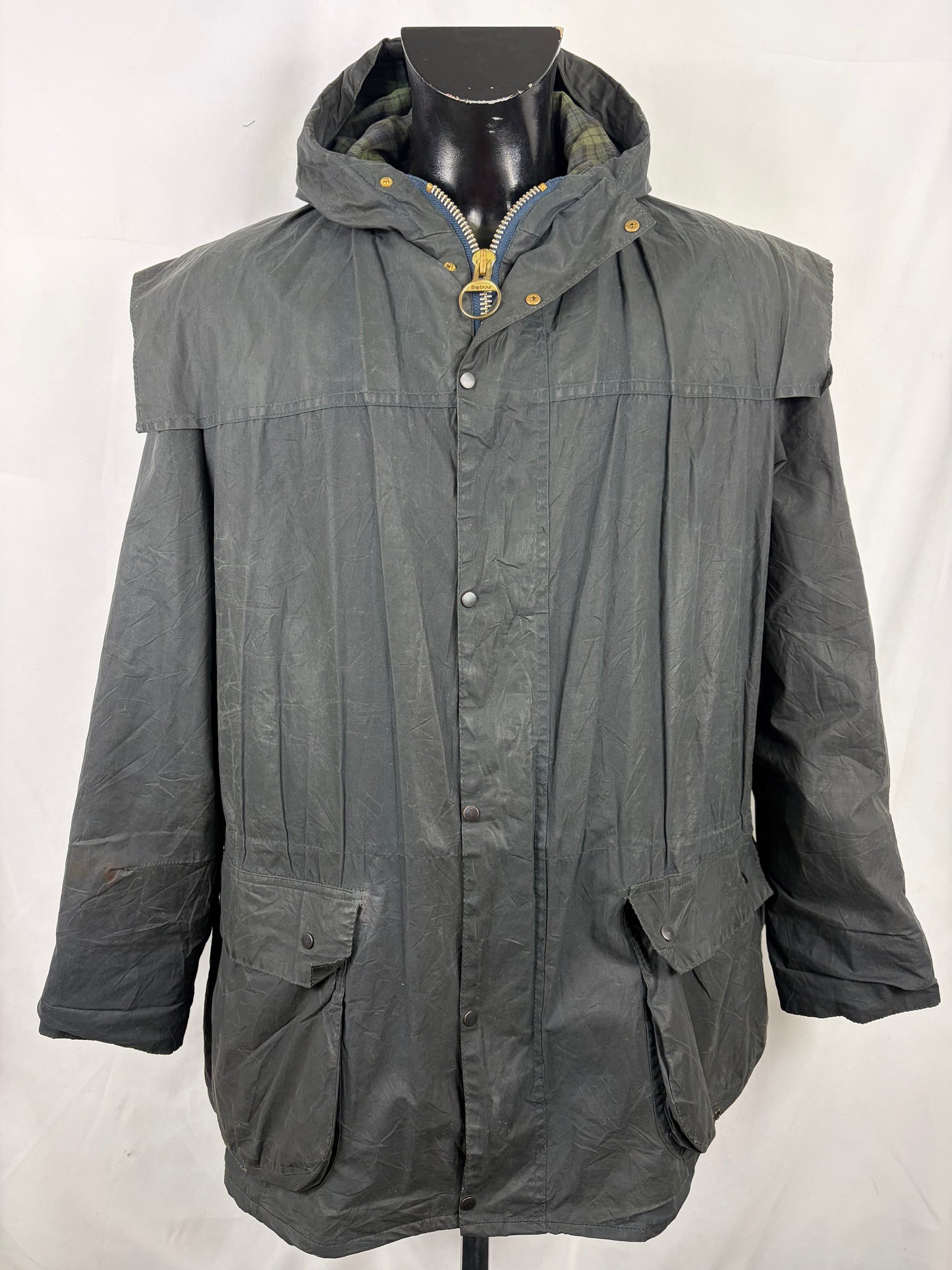 Barbour Classic Durham blu con cappuccio C48/122 cm Navy Hooded waxed durham Size XXL - Shop In London