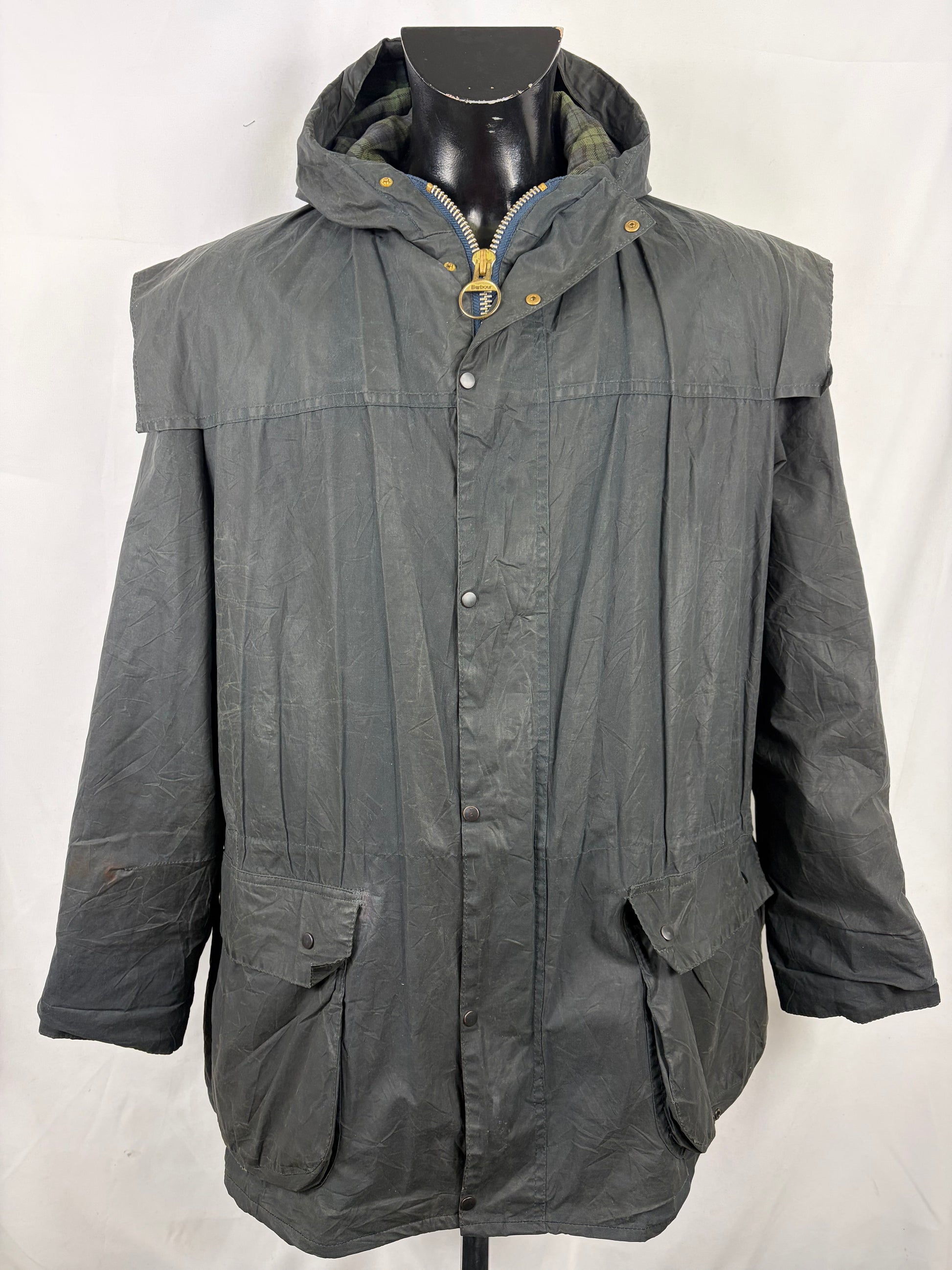 Barbour Classic Durham blu con cappuccio C48/122 cm Navy Hooded waxed durham Size XXL - Shop In London