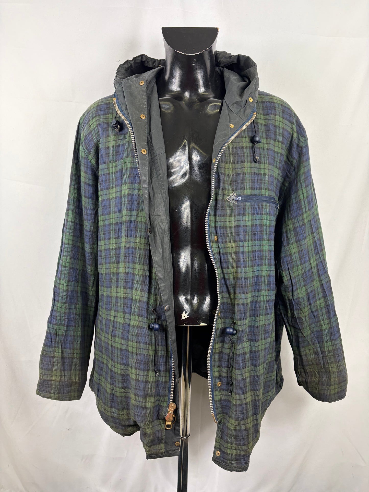 Barbour Classic Durham blu con cappuccio C48/122 cm Navy Hooded waxed durham Size XXL - Shop In London