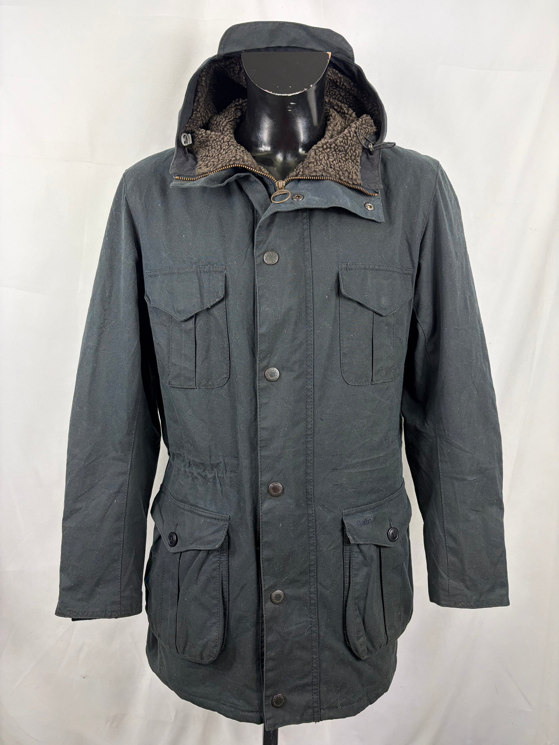 Parka Barbour uomo Blu Oakum cerato Medium - Navy Man Oakum wax jacket with hood size Medium - Shop In London