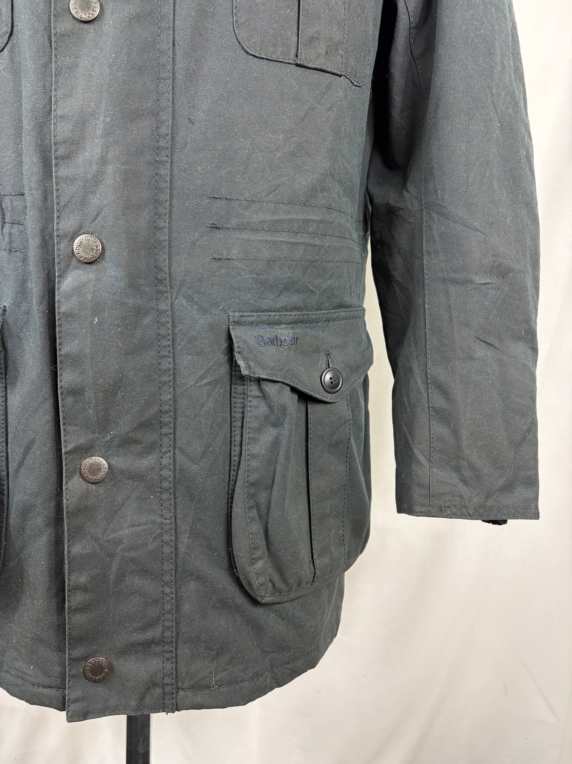 Parka Barbour uomo Blu Oakum cerato Medium - Navy Man Oakum wax jacket with hood size Medium - Shop In London