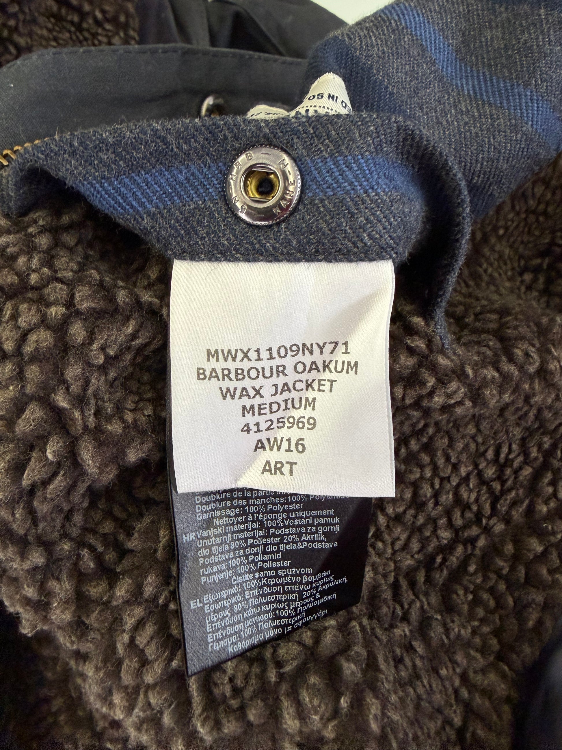 Parka Barbour uomo Blu Oakum cerato Medium - Navy Man Oakum wax jacket with hood size Medium - Shop In London