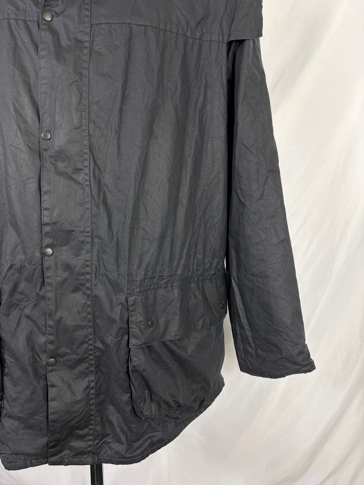RARO Barbour vintage Durham blu con cappuccio C44/112 cm Navy vintage Hooded waxed Durham Size Large