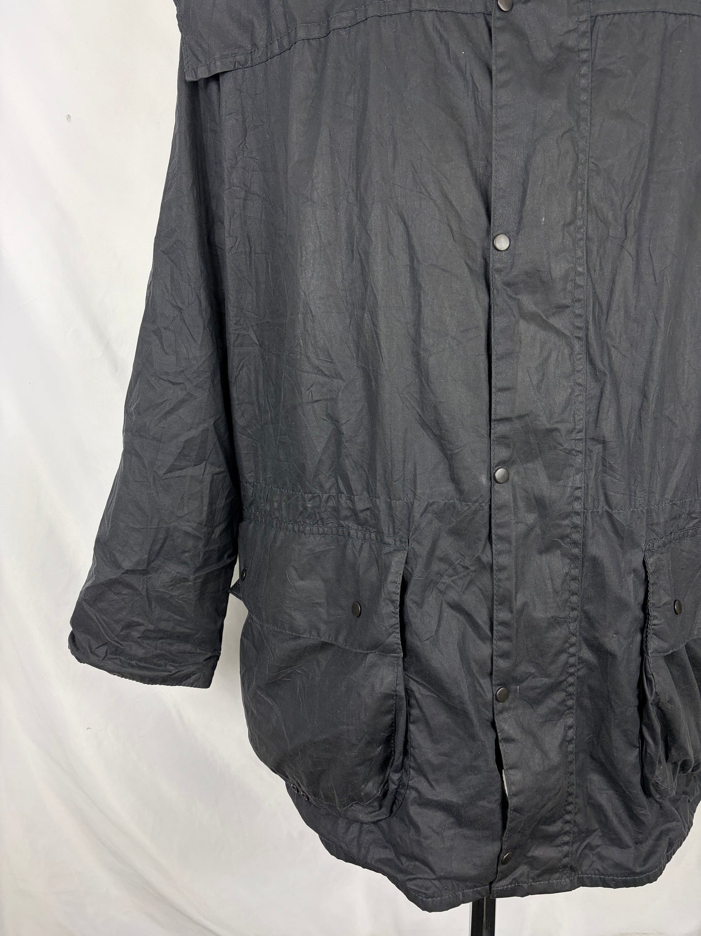 RARO Barbour vintage Durham blu con cappuccio C44/112 cm Navy vintage Hooded waxed Durham Size Large