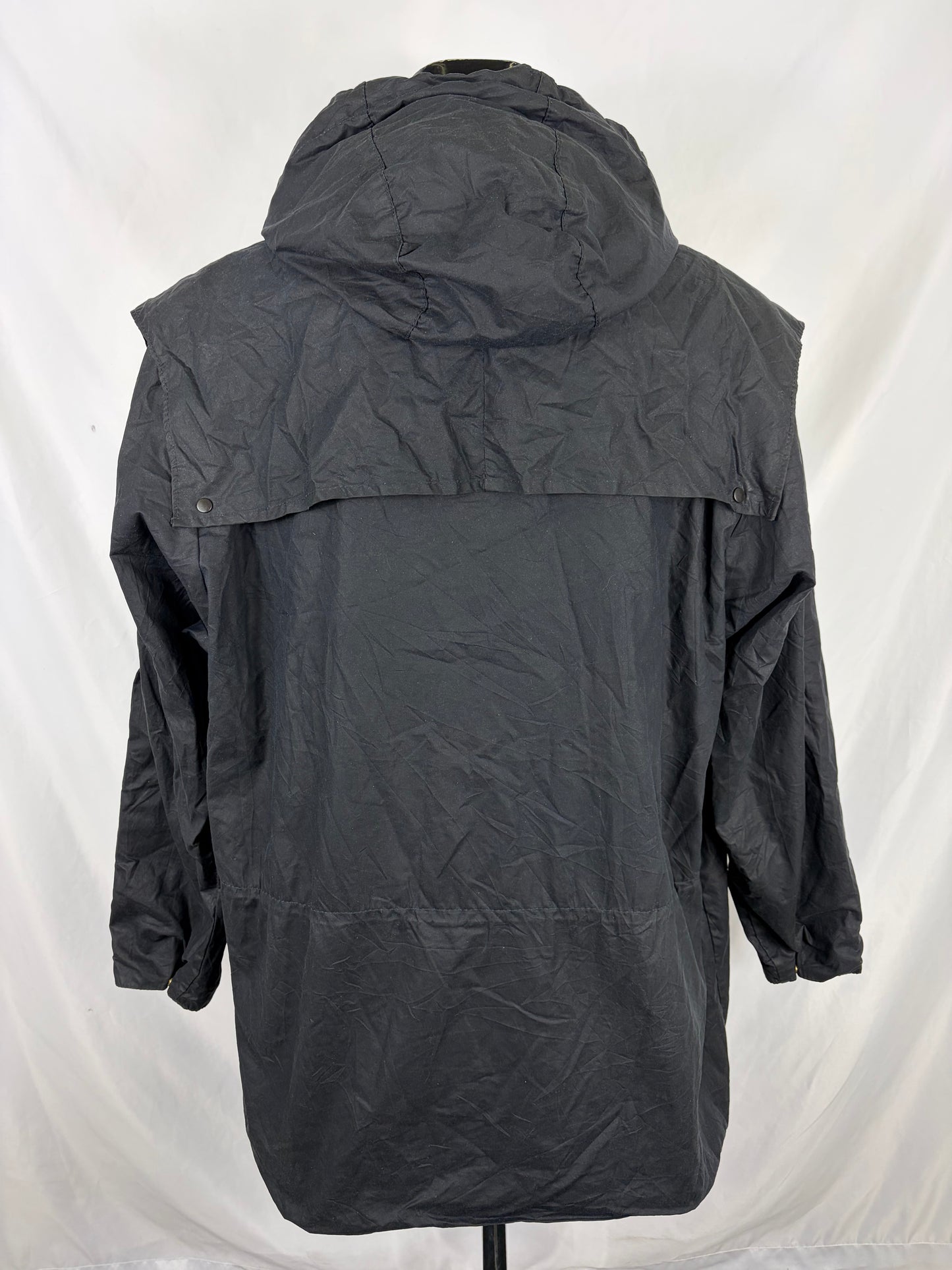 RARO Barbour vintage Durham blu con cappuccio C44/112 cm Navy vintage Hooded waxed Durham Size Large