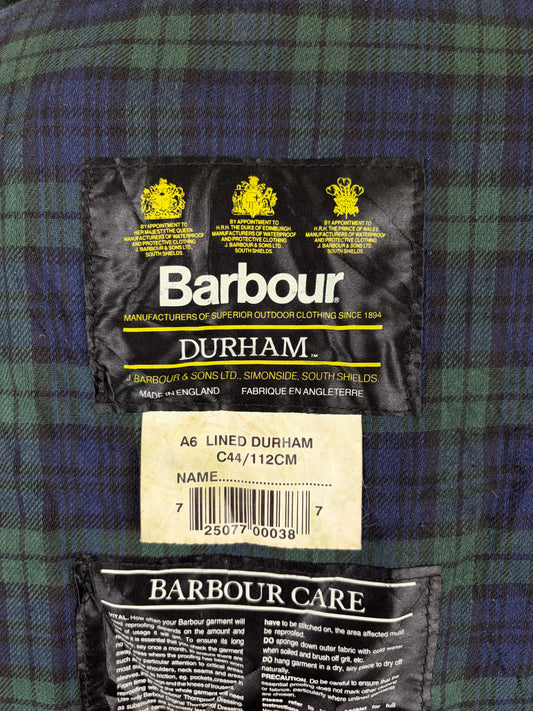 RARO Barbour vintage Durham blu con cappuccio C44/112 cm Navy vintage Hooded waxed Durham Size Large - Shop In London
