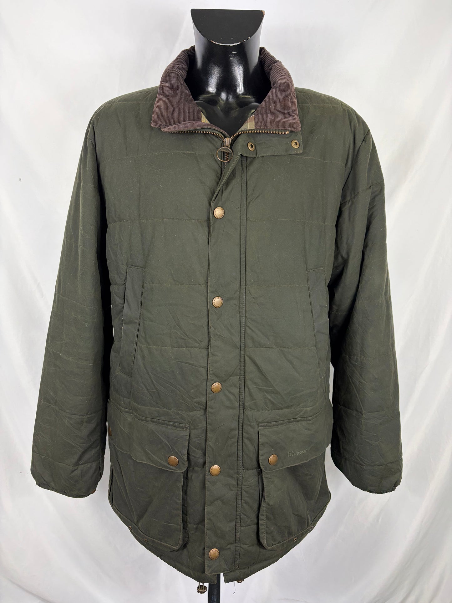 Piumino Barbour Verde Large cerato Hemmingford Jacket - Green Down Wax Jacket  size Large