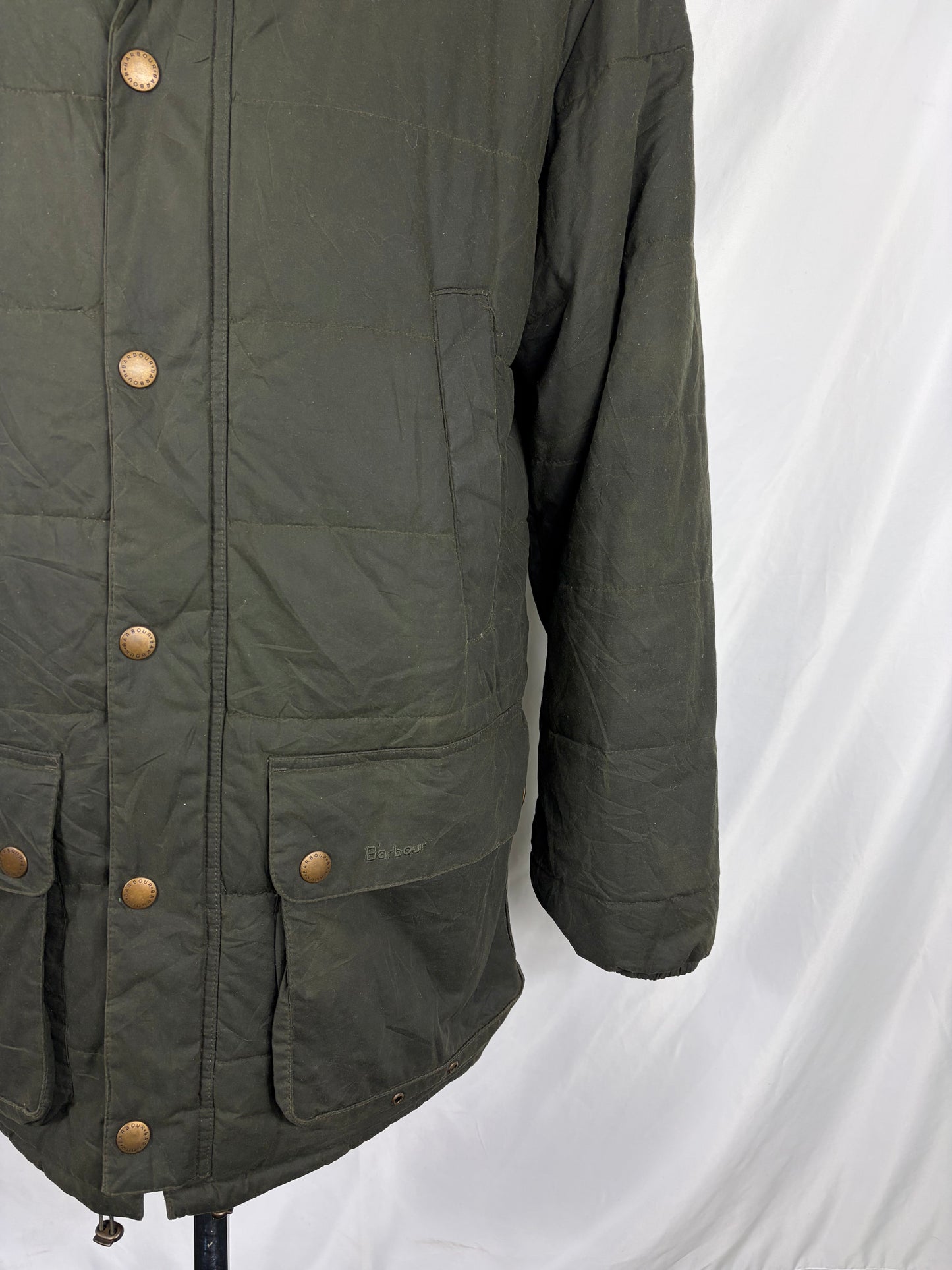 Piumino Barbour Verde Large cerato Hemmingford Jacket - Green Down Wax Jacket  size Large