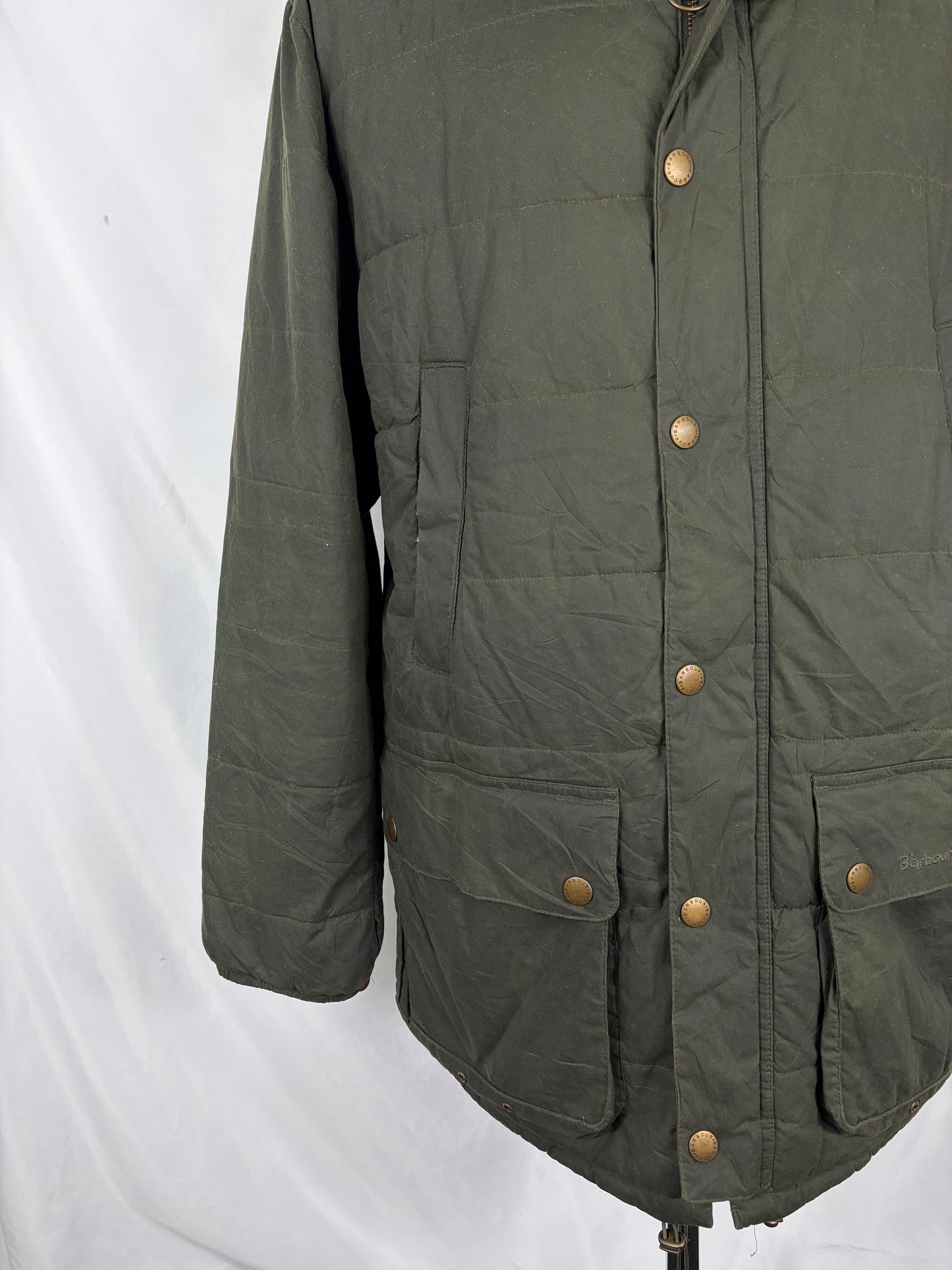 Piumino Barbour Verde Large cerato Hemmingford Jacket - Green Down Wax Jacket  size Large
