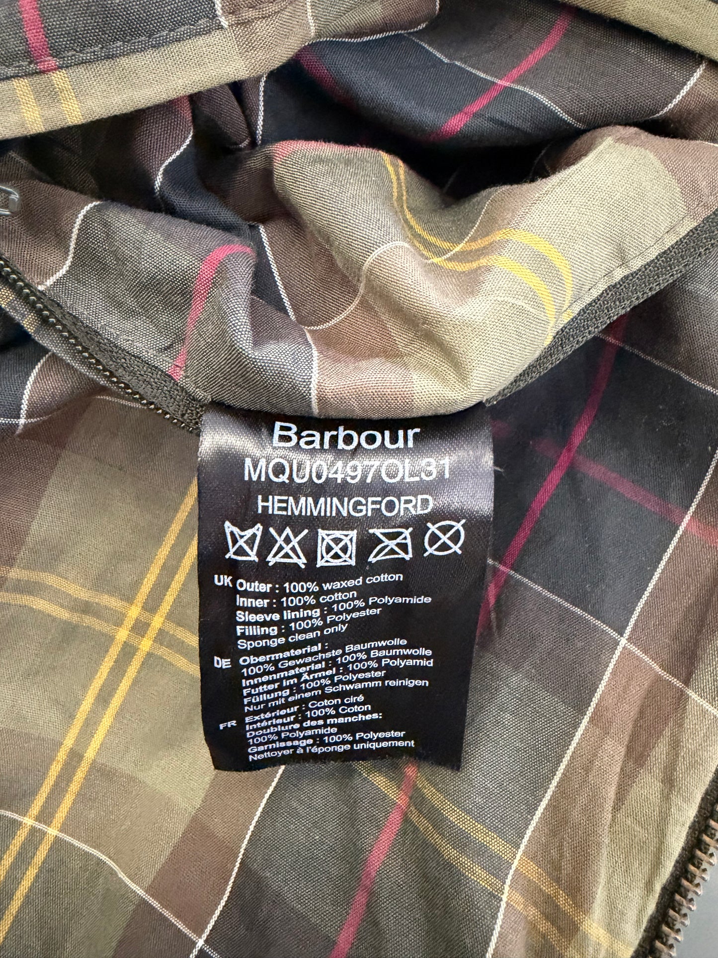 Piumino Barbour Verde Large cerato Hemmingford Jacket - Green Down Wax Jacket  size Large