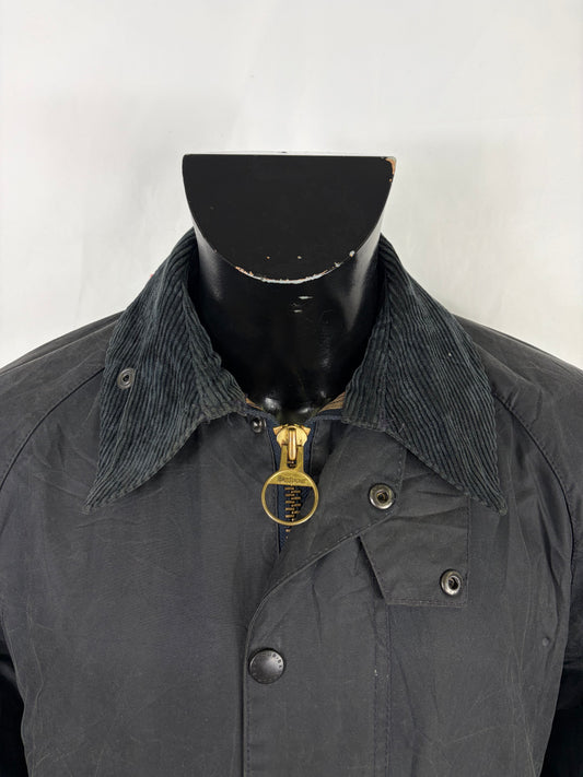Barbour Giacca Beaufort blu C38/97 cm -Navy vintage waxed Beaufort Jacket Size Medium - Shop In London